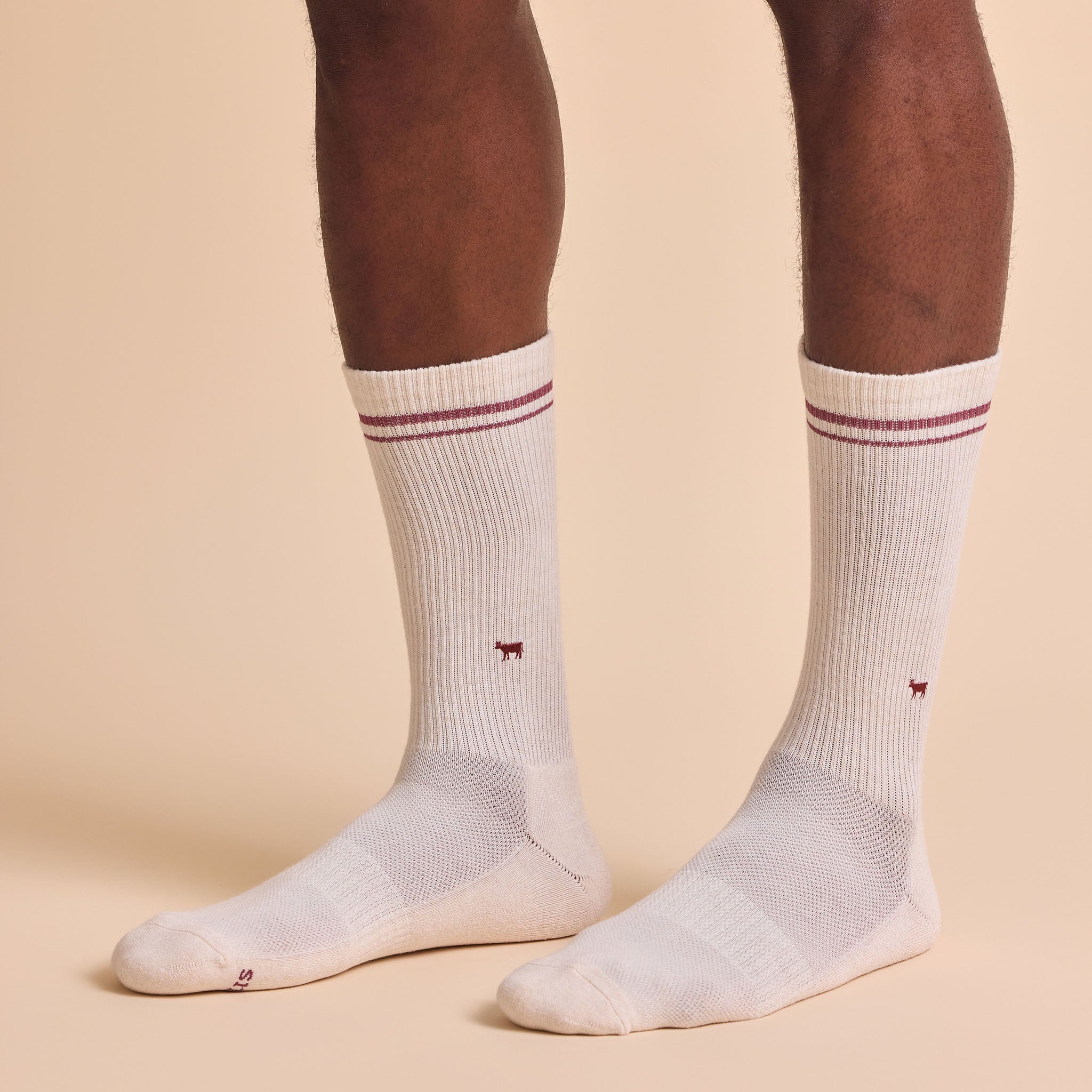 Comfort Crew Socks that Save Farm Animals — ribbed organic cotton crew socks in beige, gray & plum