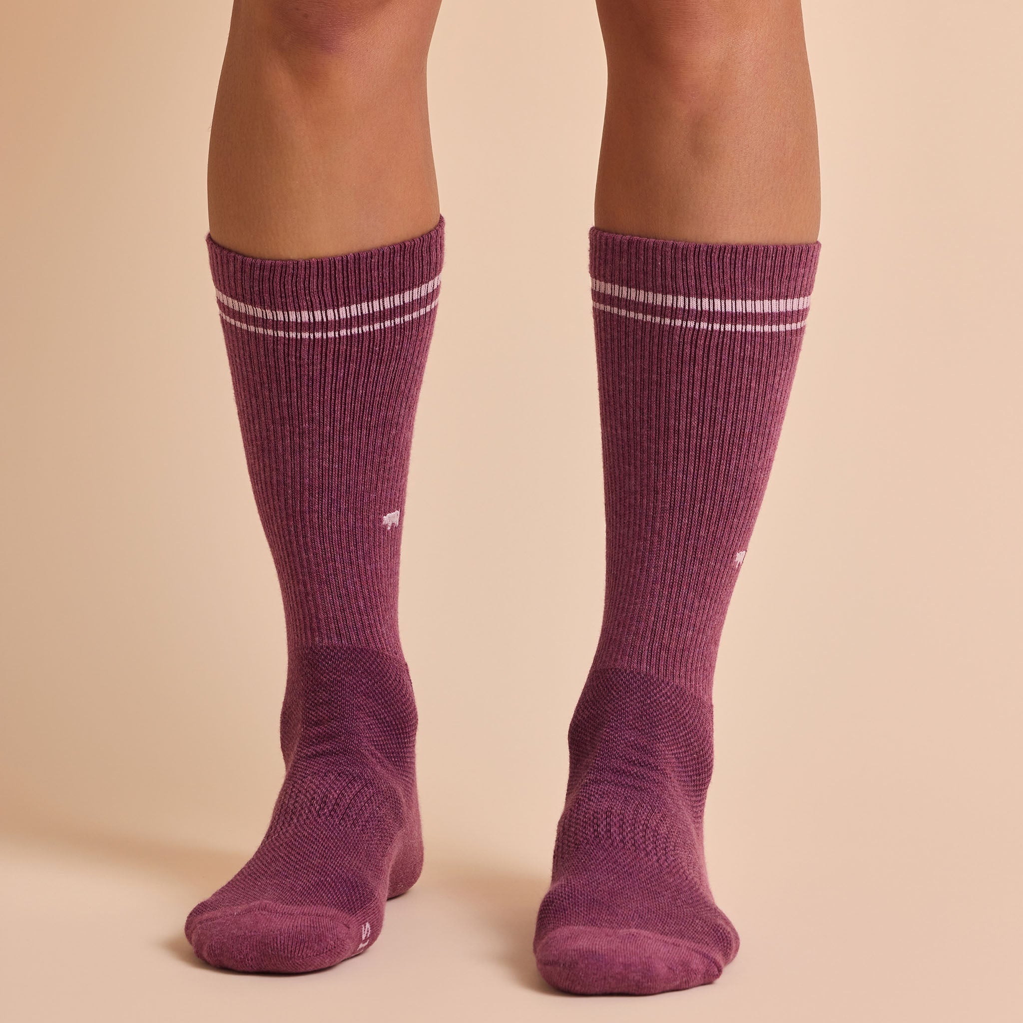 Comfort Crew Socks that Save Farm Animals — ribbed organic cotton crew socks in beige, gray & plum