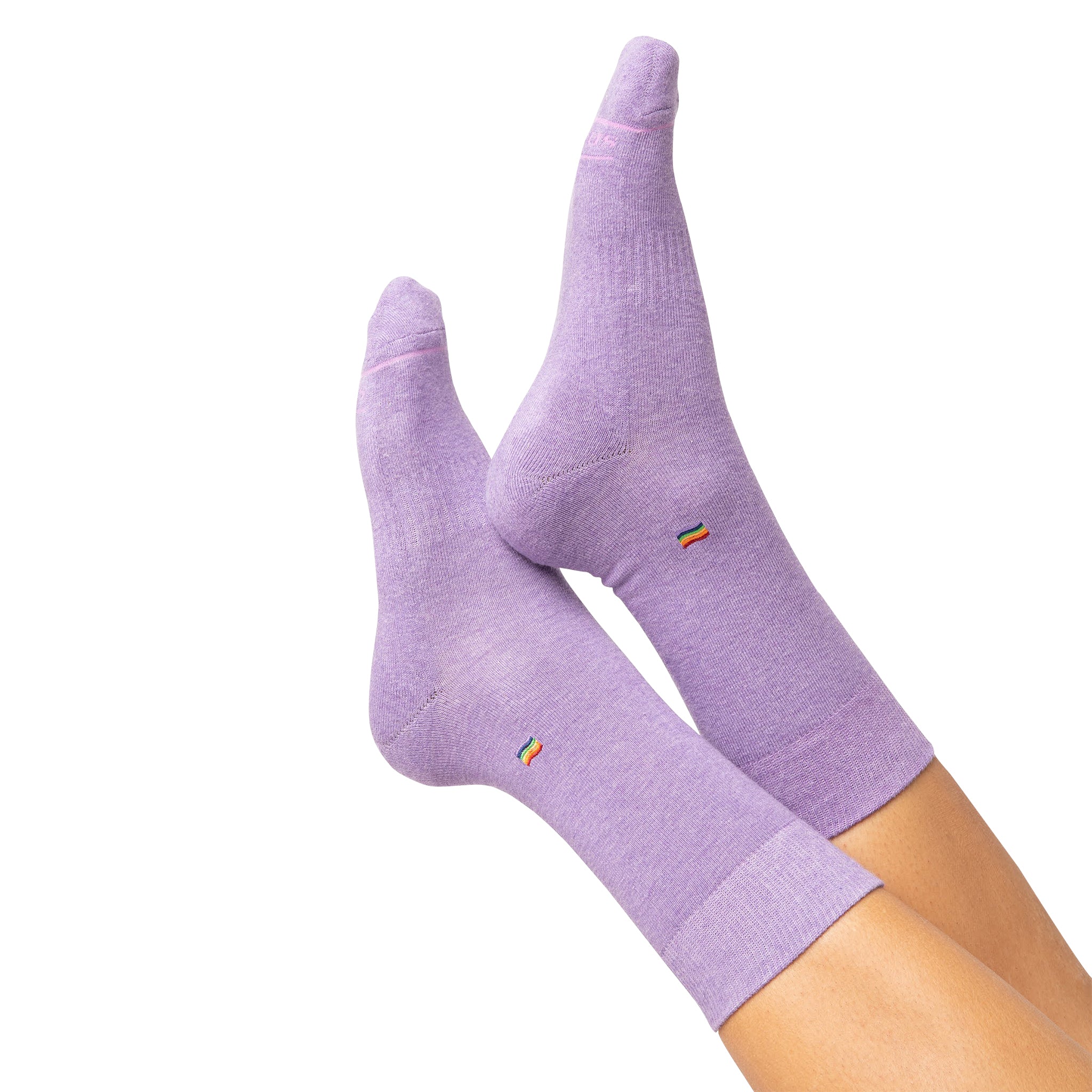 Socks that Save LGBTQ Lives 3-pack — organic cotton socks with rainbow flag embroidery, gives back