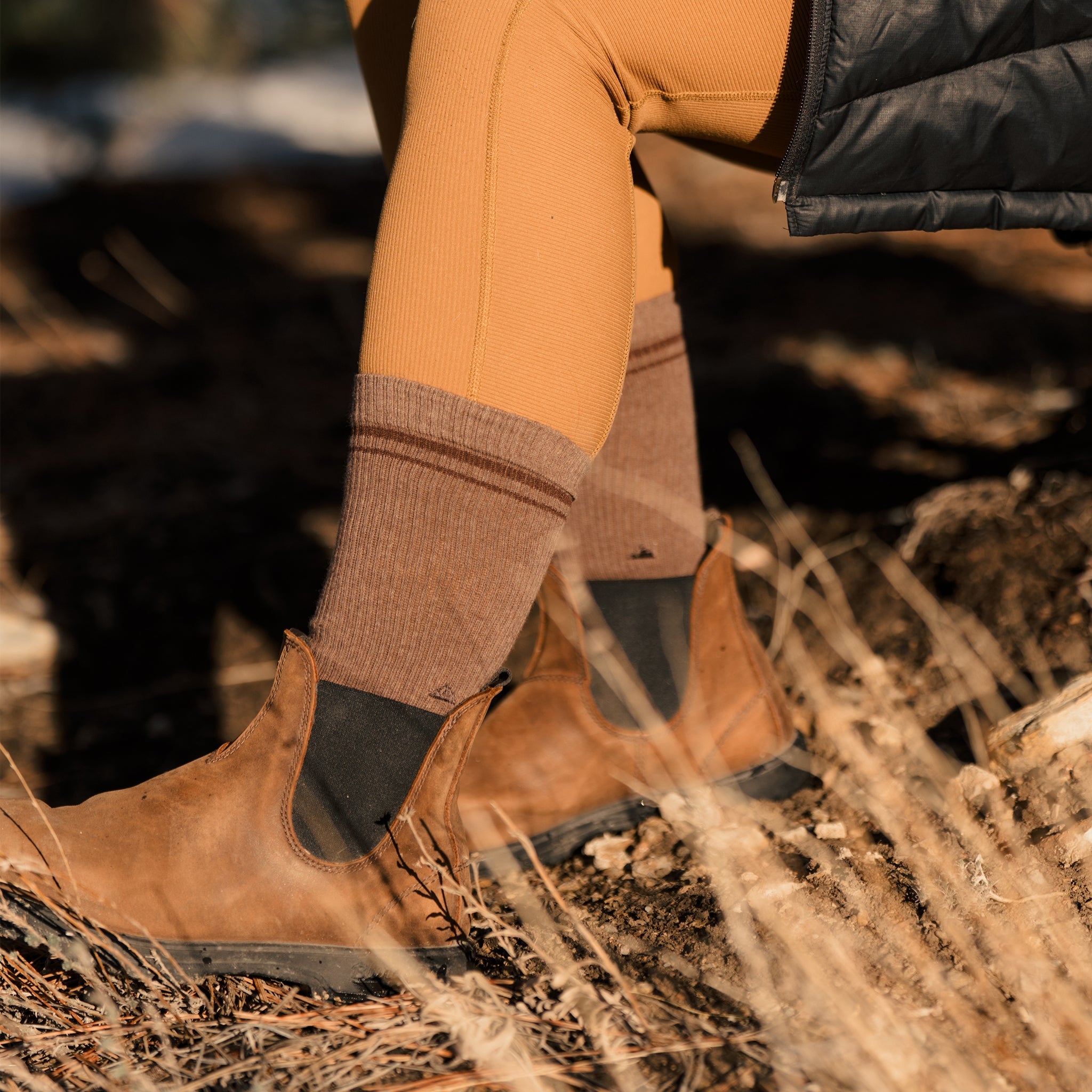 Comfort Crew Socks that Protect National Parks — ribbed organic cotton crew socks in blue, green & brown