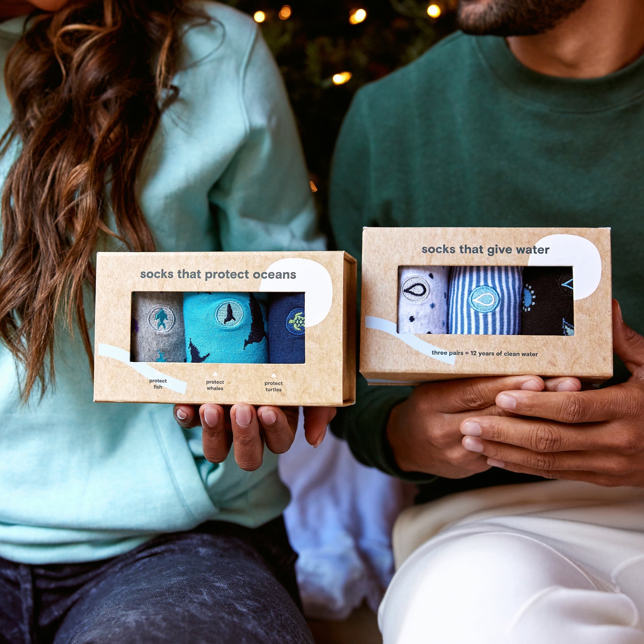 Protect Oceans Gift Box — organic cotton crew socks with sea turtles, fish & whales, gives back