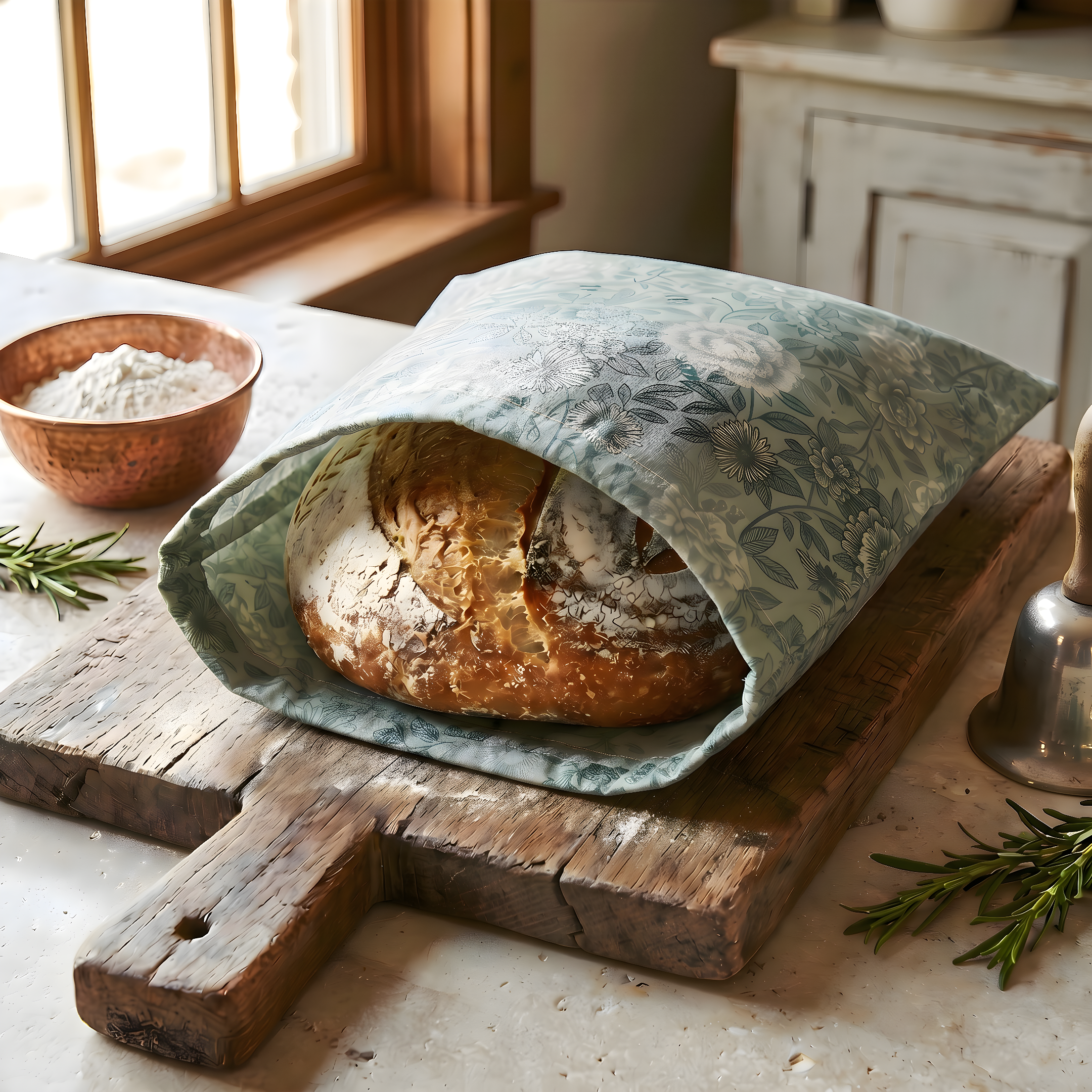 Beeswax bread bag by Five Oaks Farm — organic cotton, plastic-free bread storage