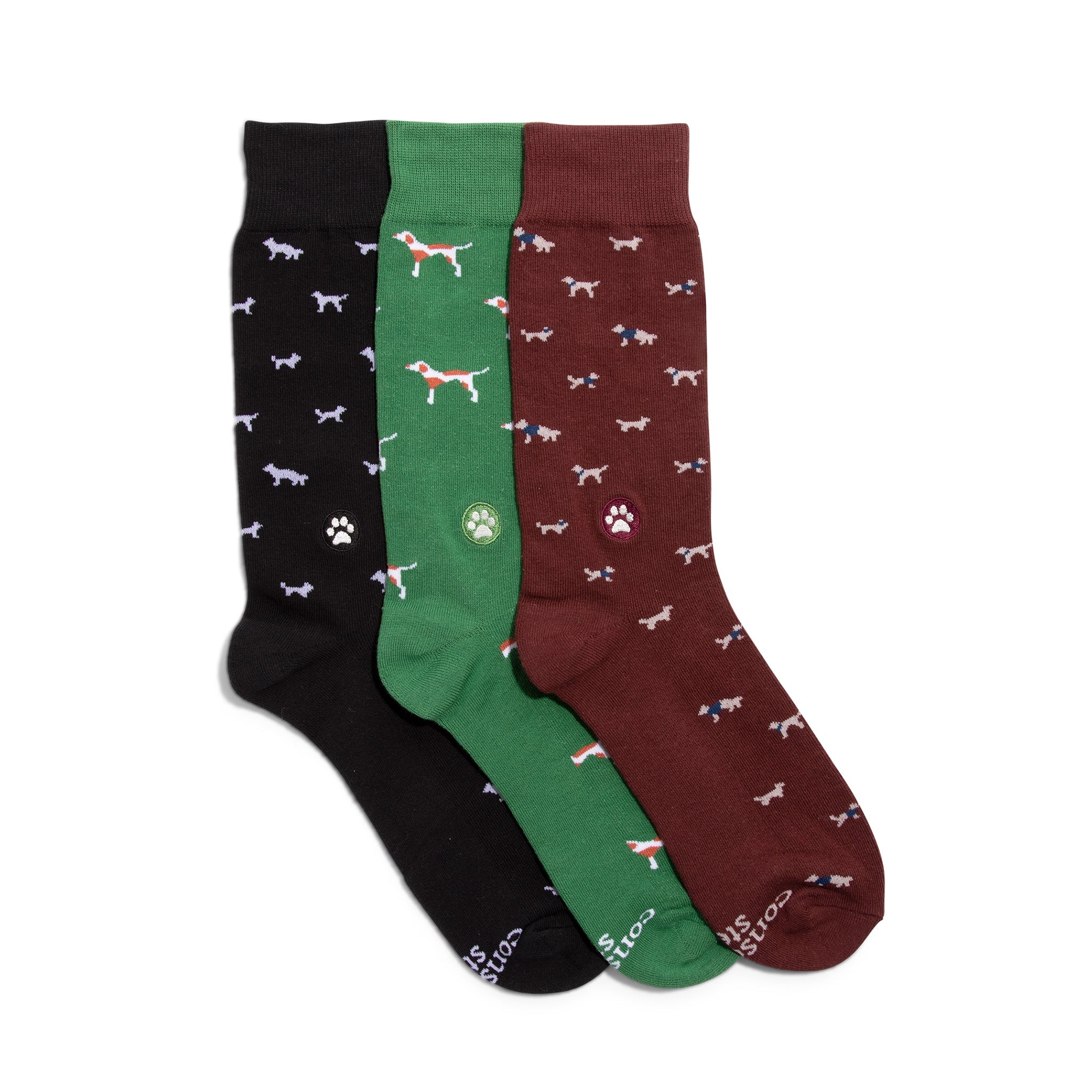 Save Dogs Gift Box — organic cotton crew socks for dog lovers, 3 pairs, gives back