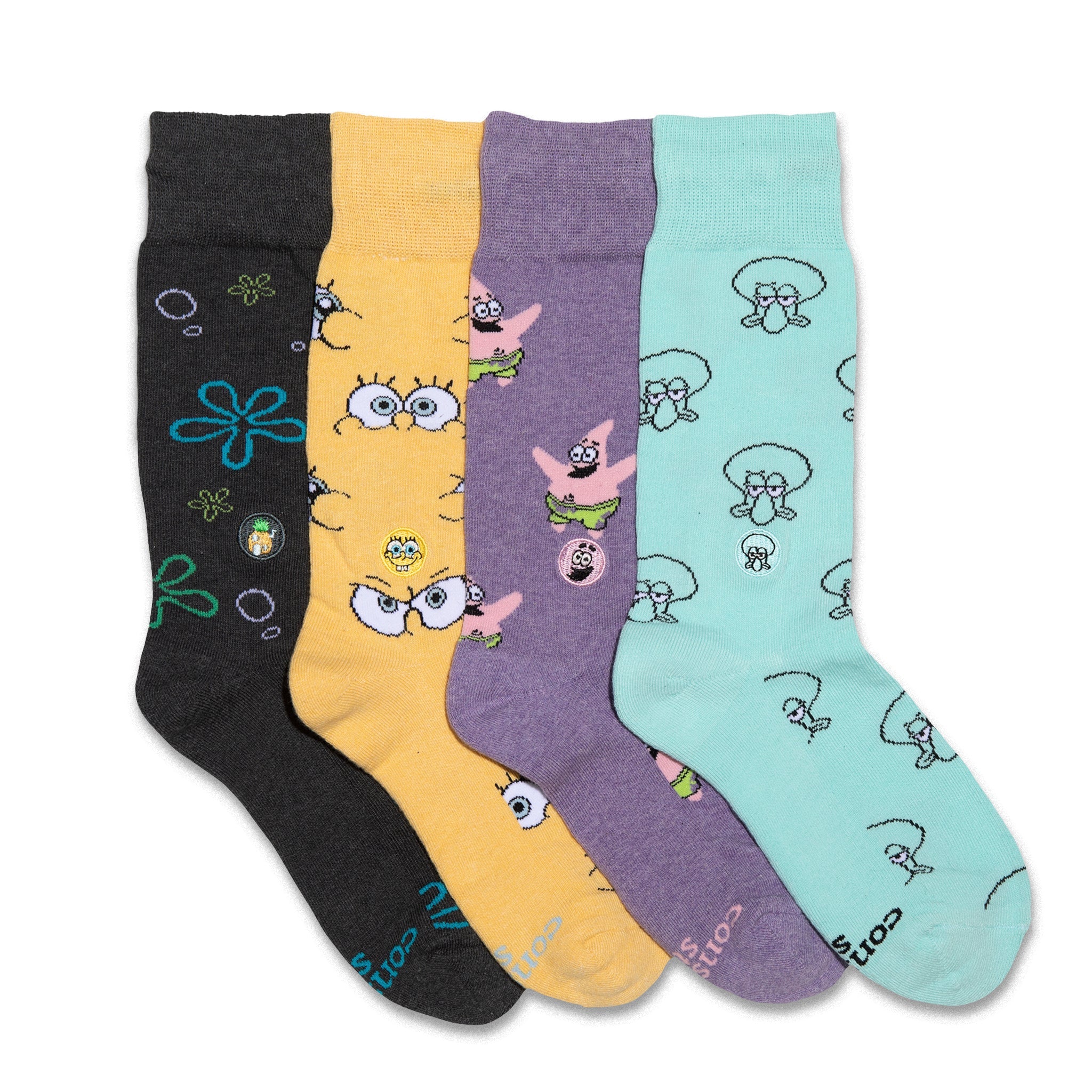 SpongeBob Socks that Protect Oceans gift box — organic cotton socks, 4 pairs: SpongeBob, Patrick & Squidward
