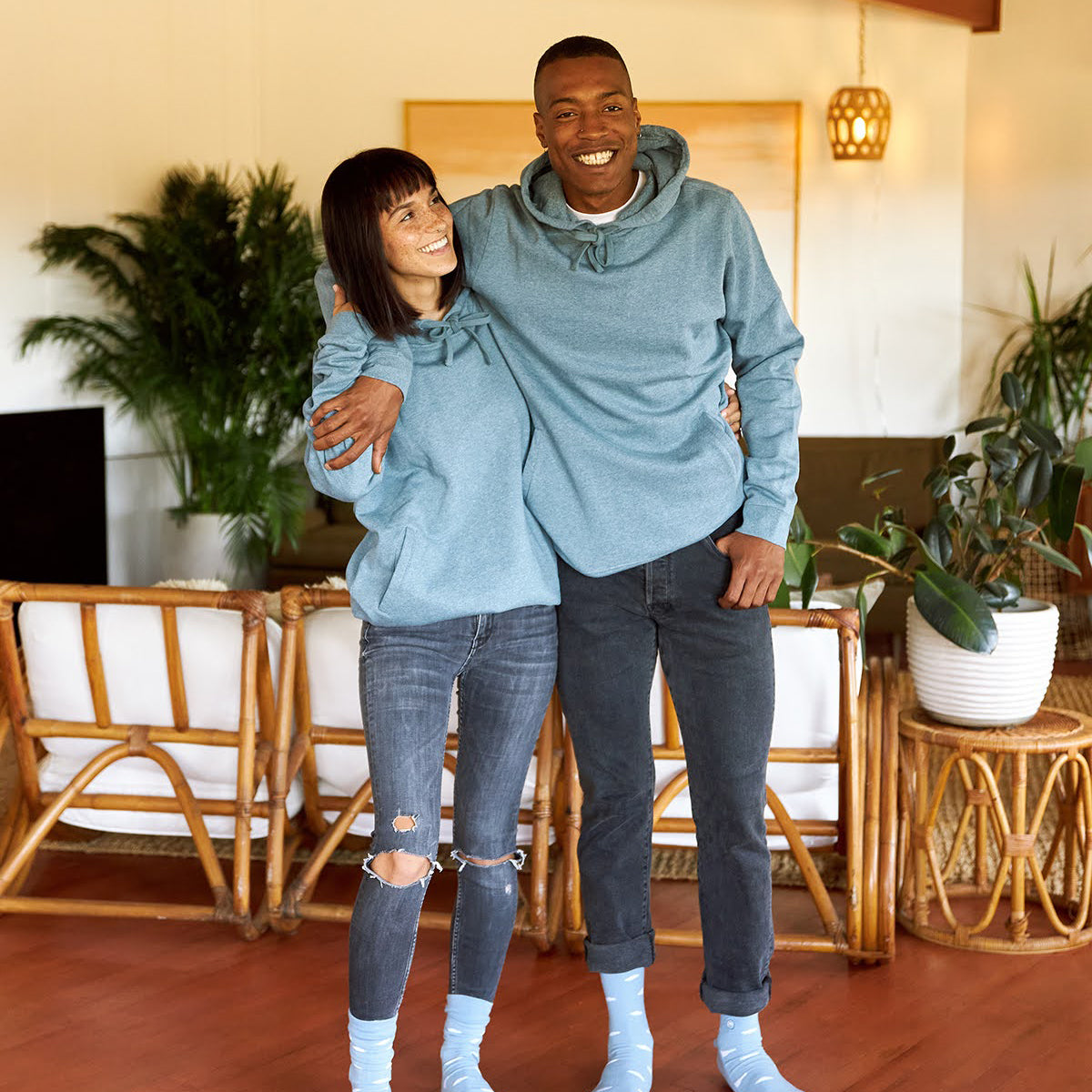 Mental health organic cotton hoodie in denim blue — Conscious Step