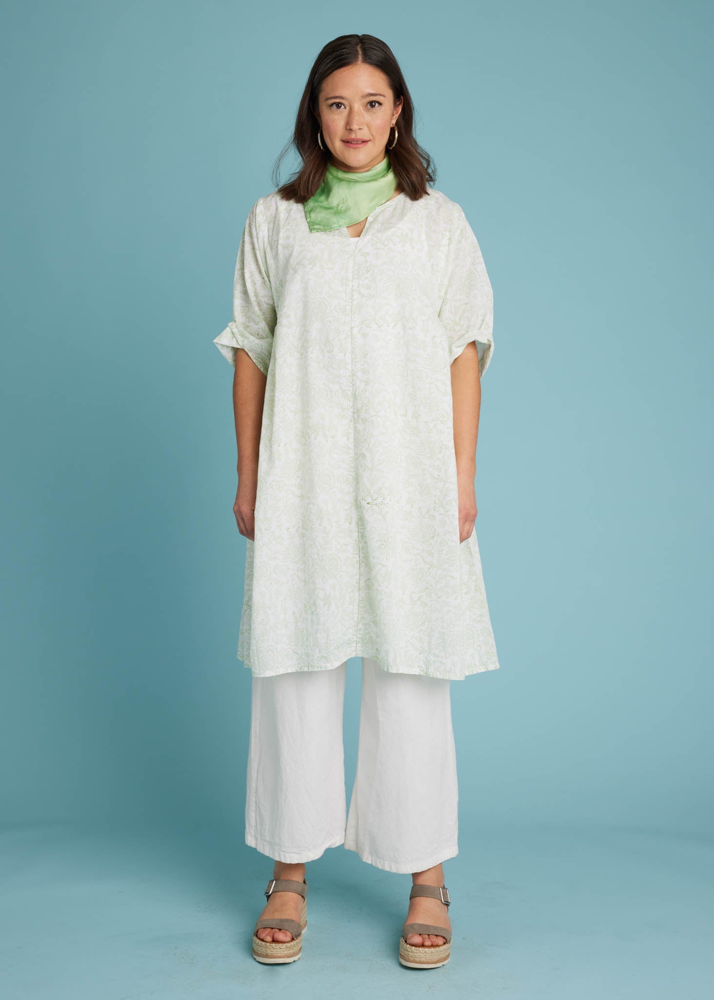 Sunshine Coast Caftan - Floral Toile Grass Green