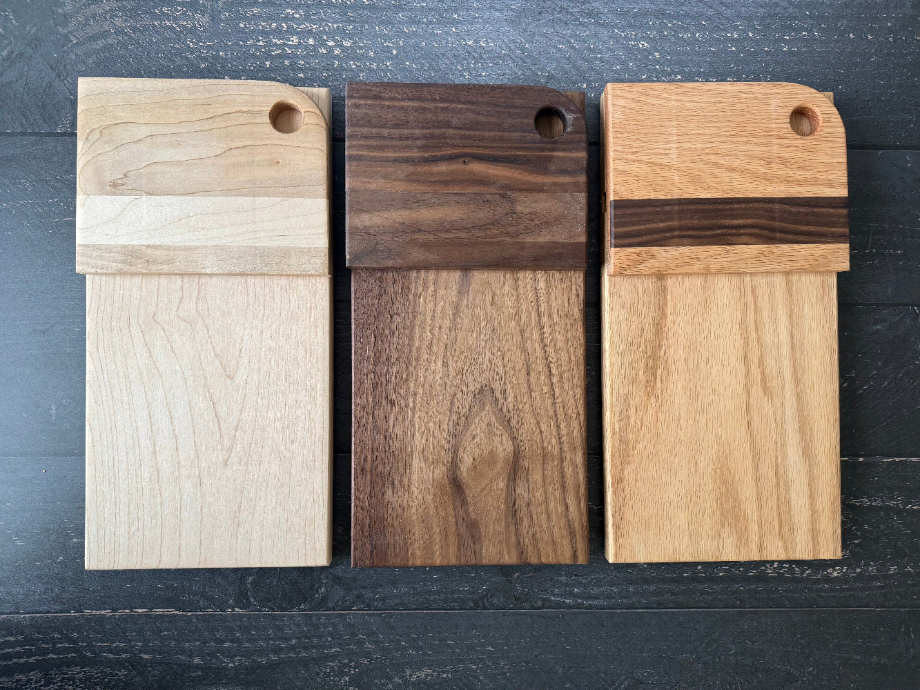Vertical cutting board shown apart for flat storage — Five Oaks Farm
