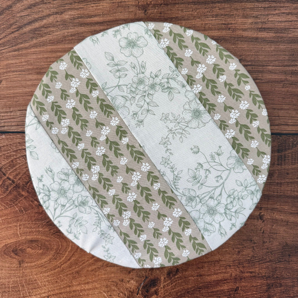 Handmade cotton bowl cover by Five Oaks Farm — reusable, plastic-free
