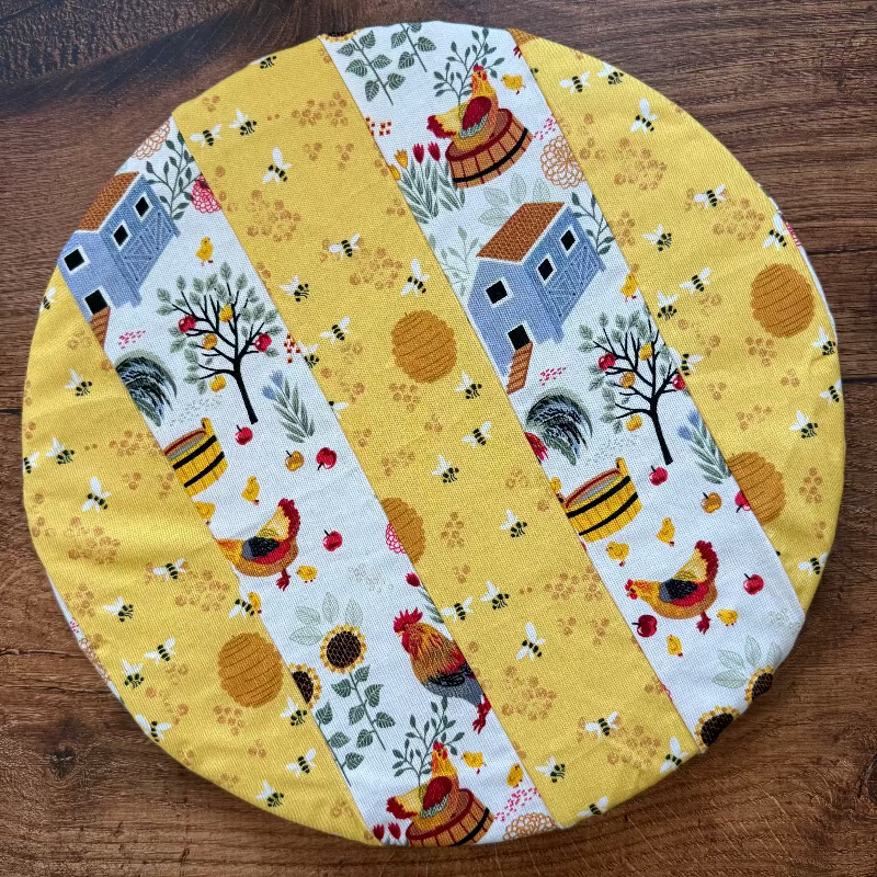 Handmade cotton bowl cover by Five Oaks Farm — reusable, plastic-free
