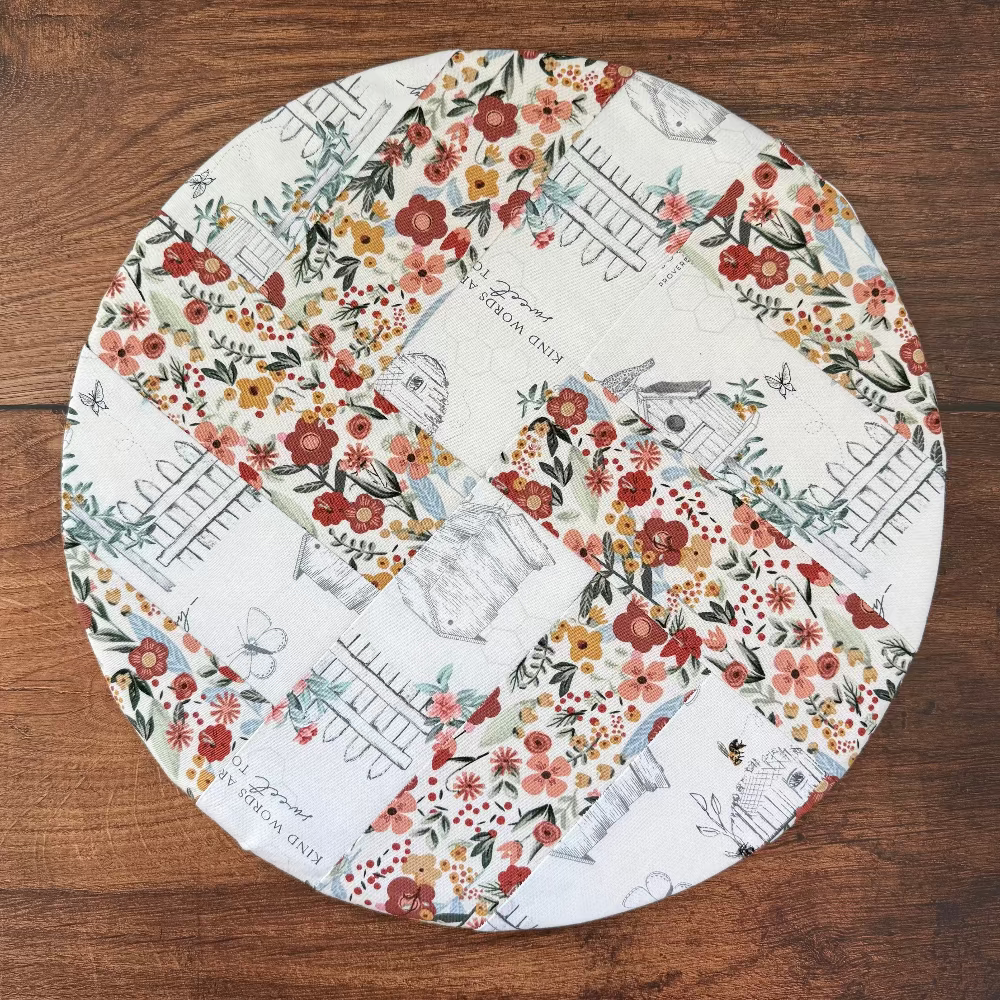 Large cotton bowl cover over a serving bowl — plastic-free, Five Oaks Farm