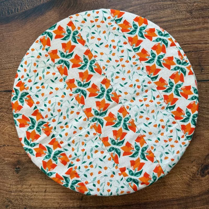 Handmade cotton bowl cover by Five Oaks Farm — reusable, plastic-free