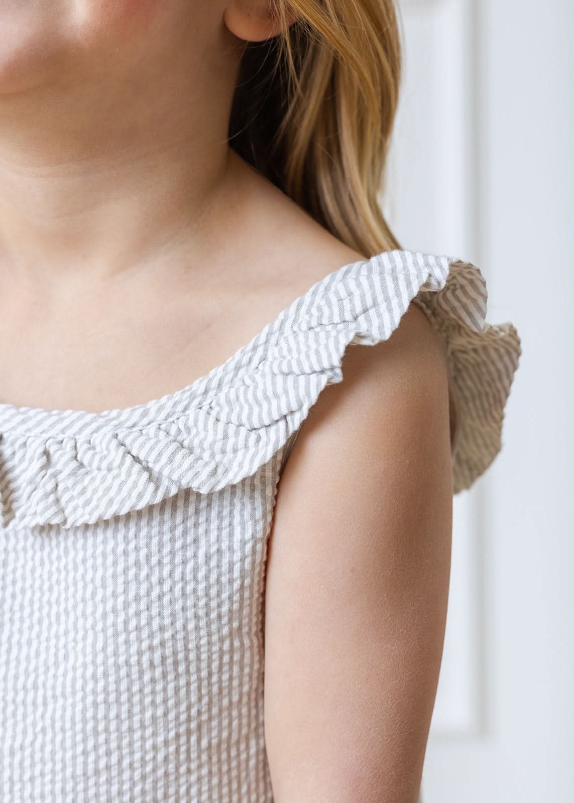 Ruffle Collar Low Back Dress Taupe