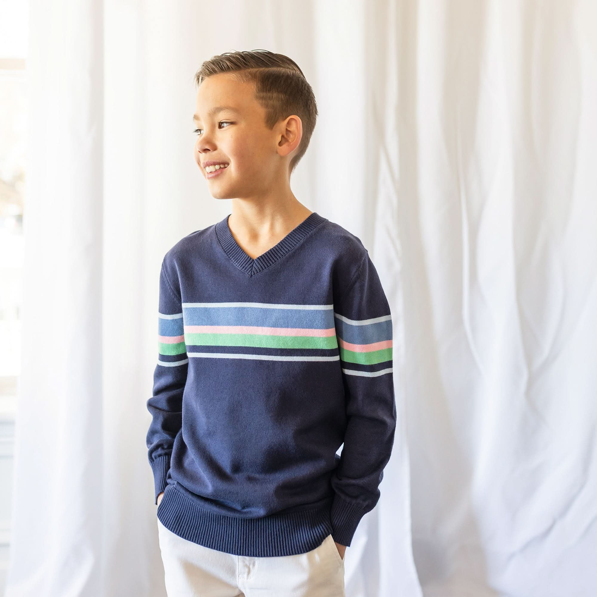 Fine Gauge Organic V-Neck Sweater - Baby