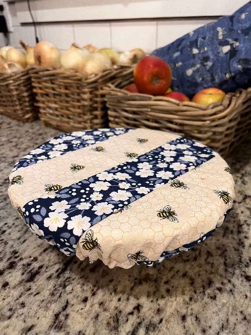 Handmade cotton bowl cover by Five Oaks Farm — reusable, plastic-free