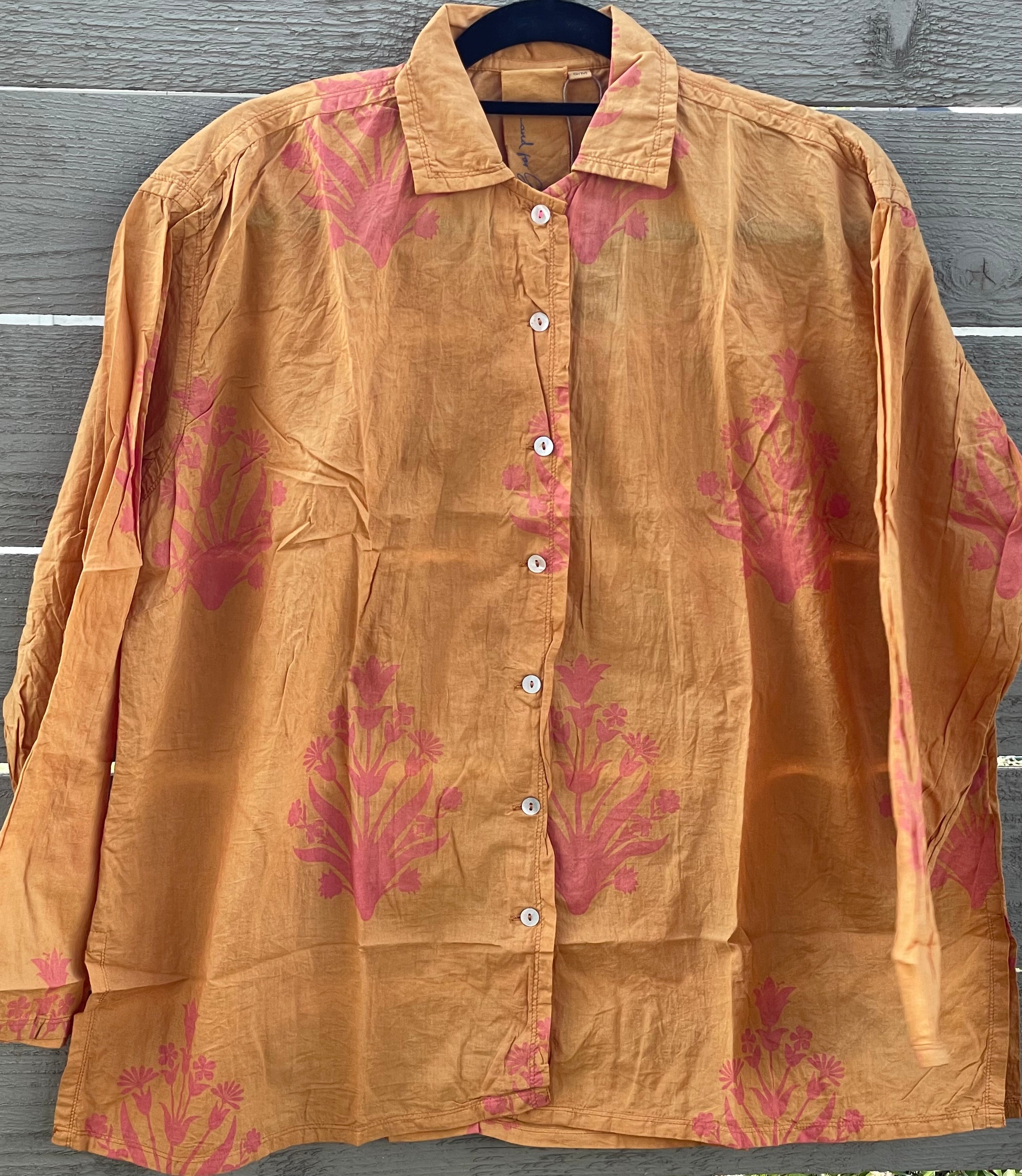 Relaxed Boyfriend Shirt - Cameo Floral Overdye Fawn
