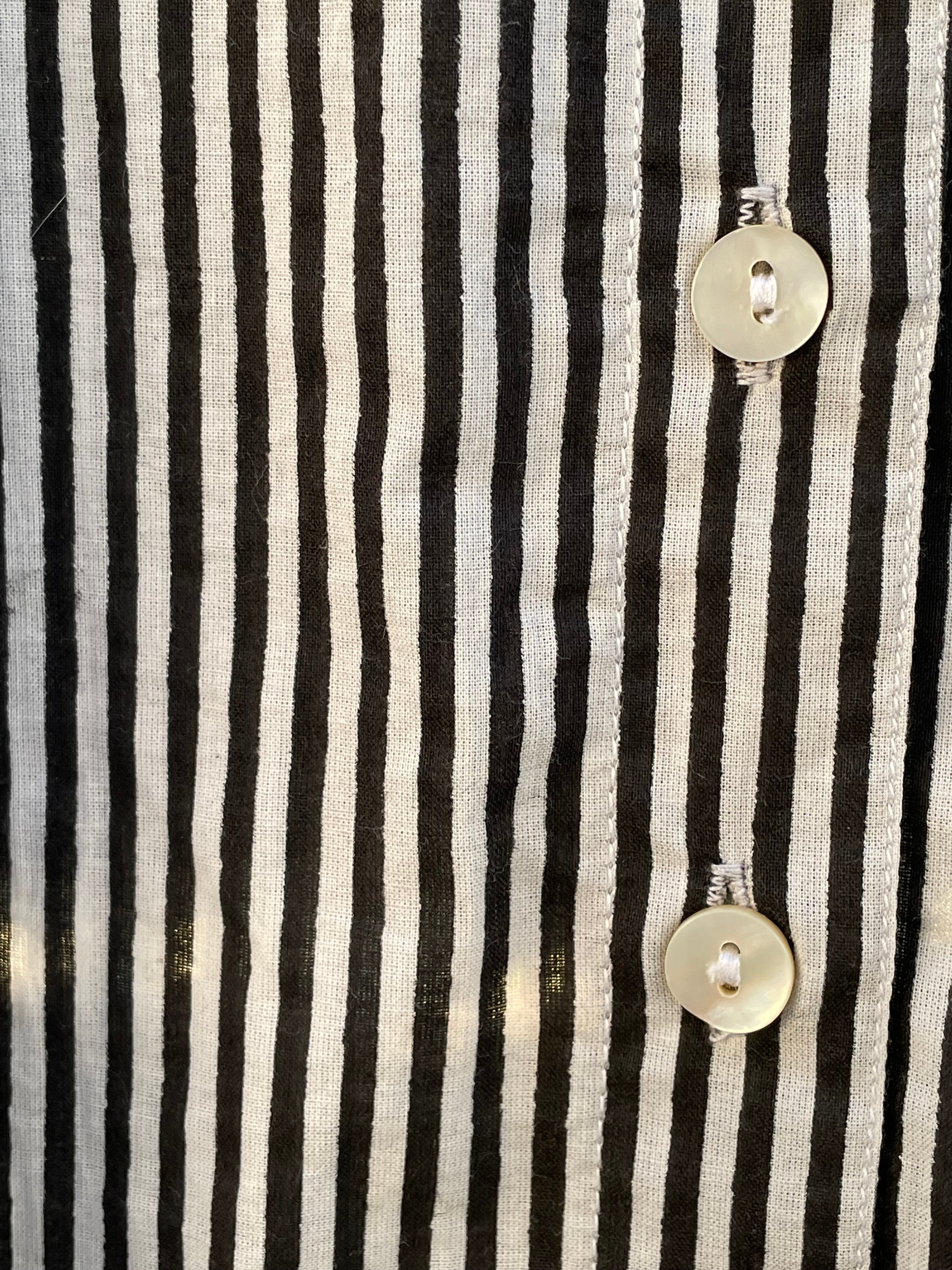 Good Girlfriend Shirt with Ruffle Trim Menswear Stripe Black