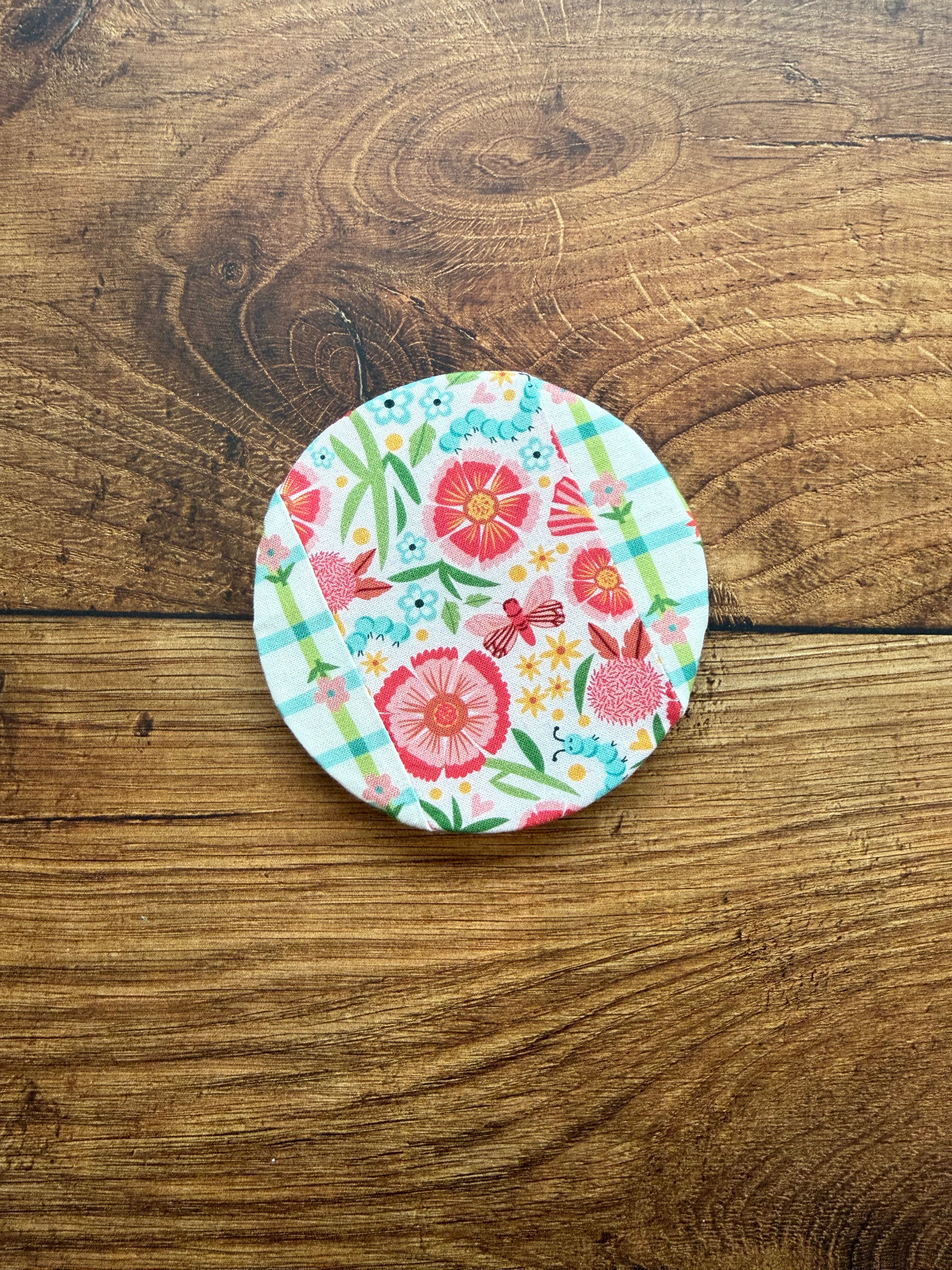 Cotton jar cover on a jar — reusable, plastic-free, Five Oaks Farm