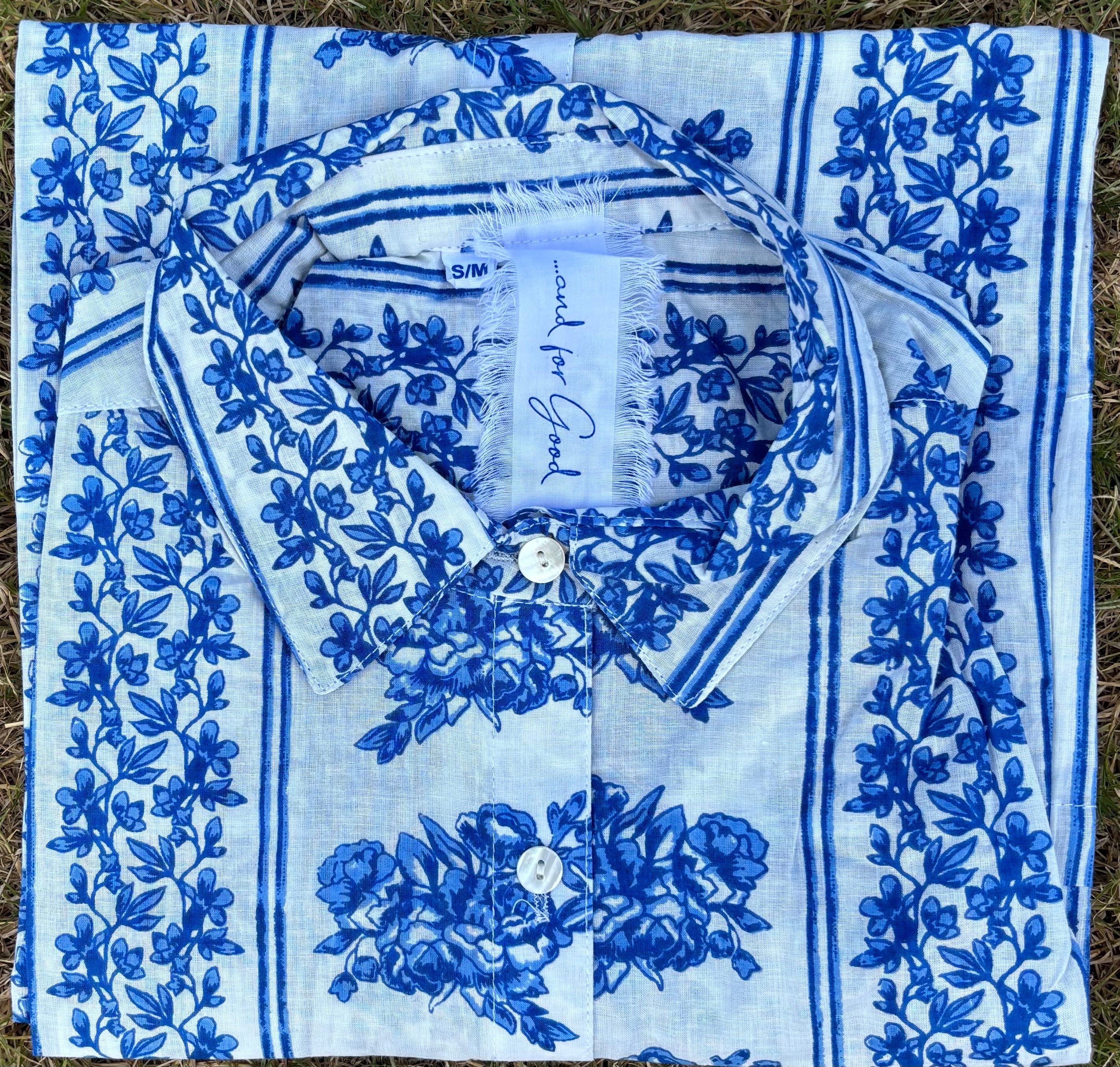 Good Boyfriend Shirt - Chatsworth Trellis Coastal Blue