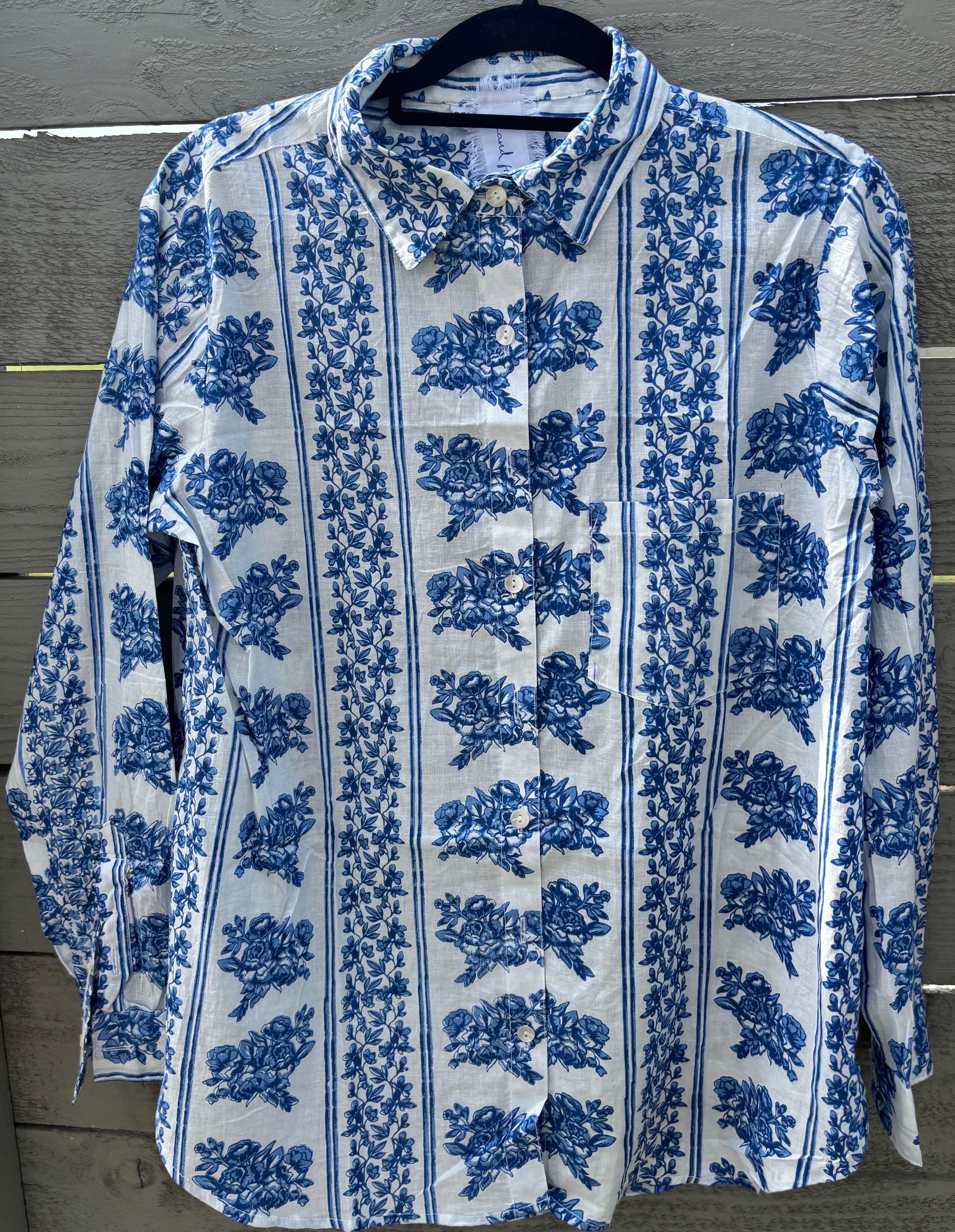 Good Boyfriend Shirt - Chatsworth Trellis Coastal Blue