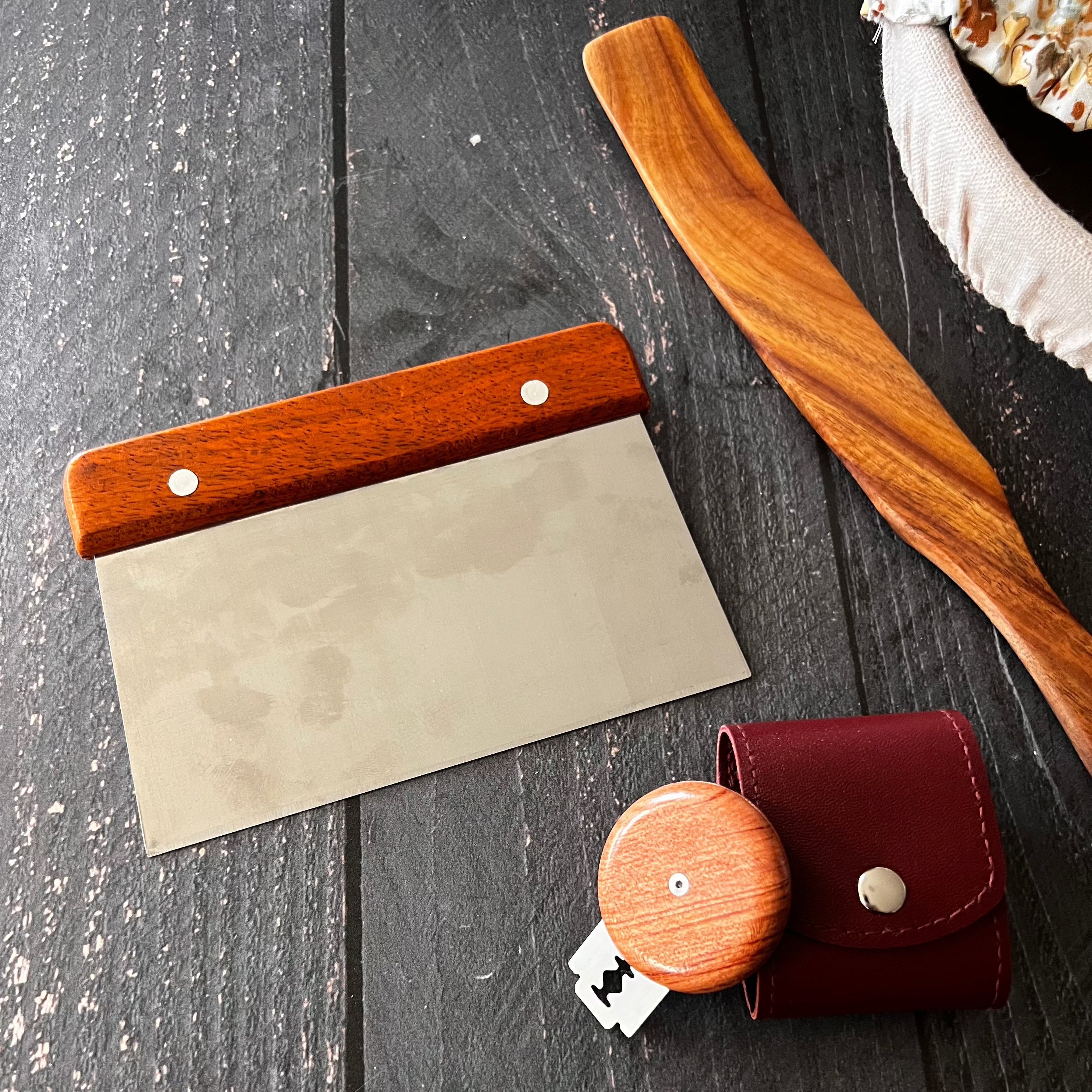 Sourdough tool bundle — bench scraper, spurtle, and bread lame by Five Oaks Farm