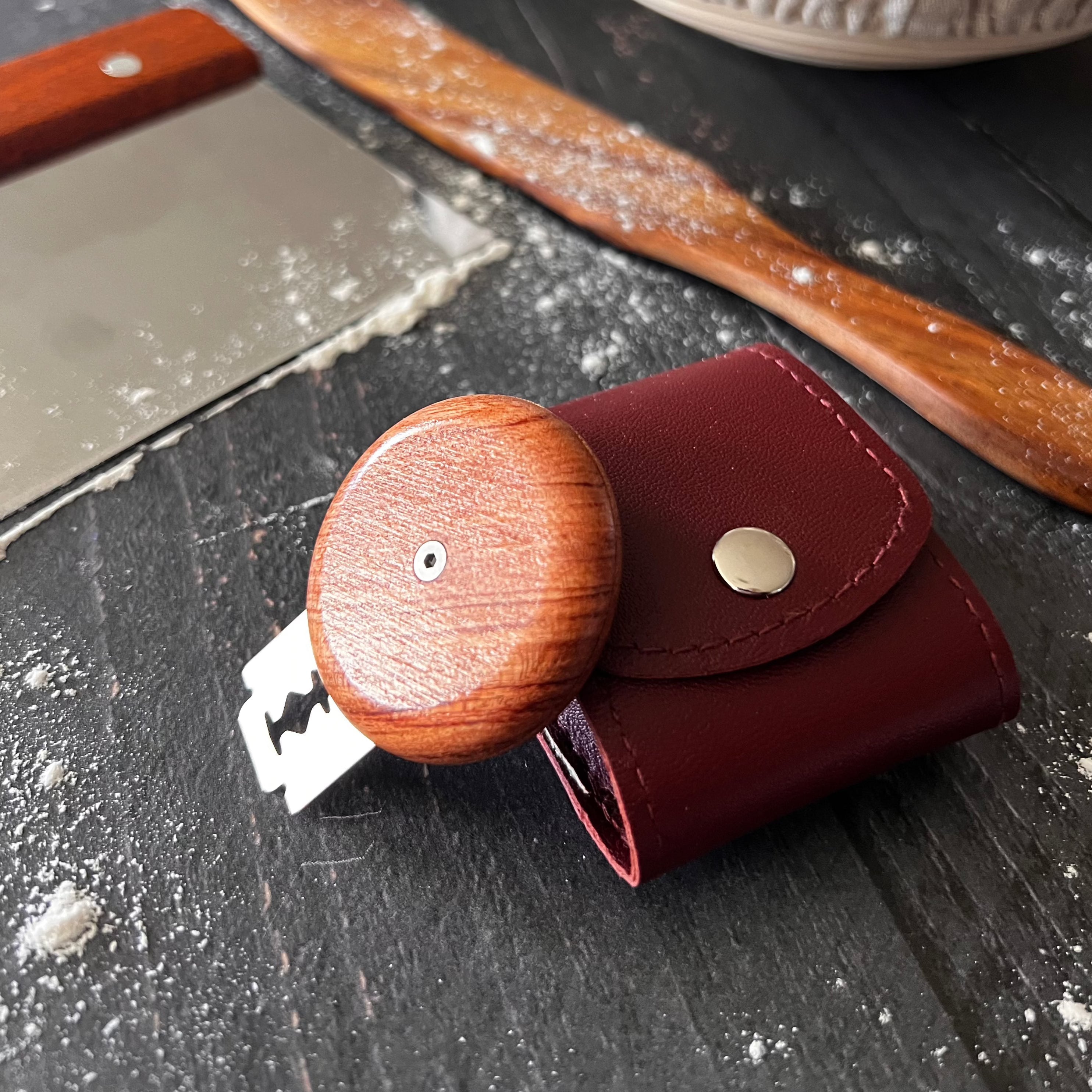 Handmade beechwood bread lame scoring tool by Five Oaks Farm