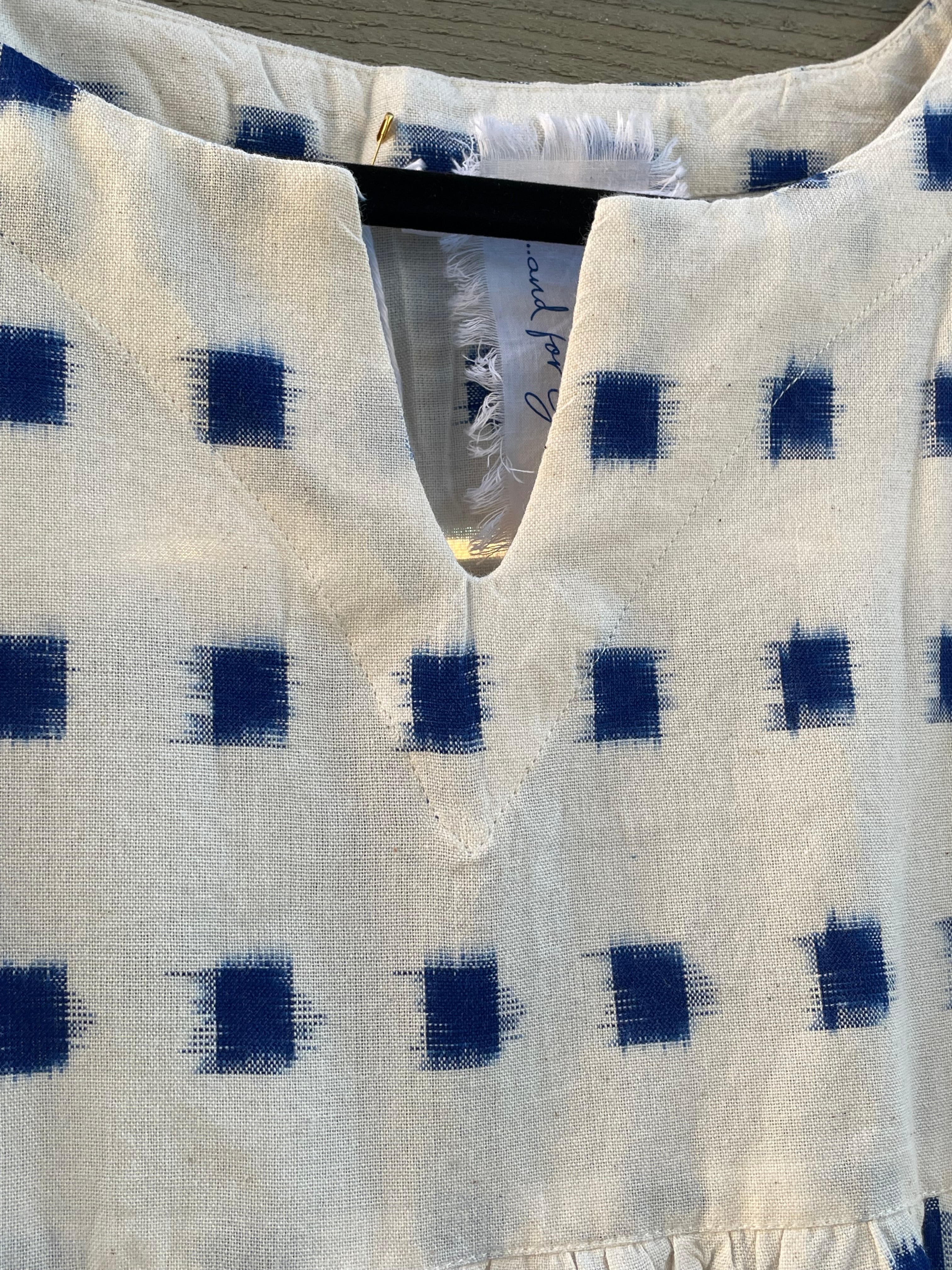 Meadow Dress - Ikat Squares Cobalt