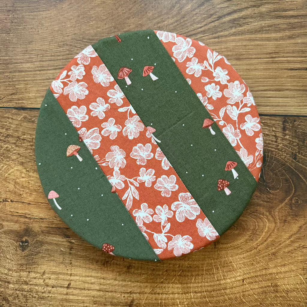 Handmade cotton bowl cover by Five Oaks Farm — reusable, plastic-free