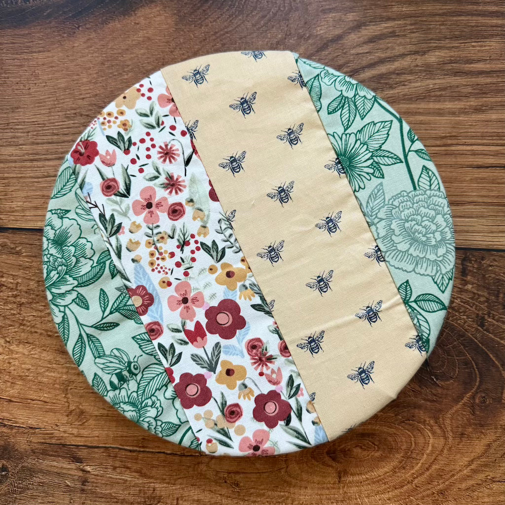 Handmade cotton bowl cover by Five Oaks Farm — reusable, plastic-free
