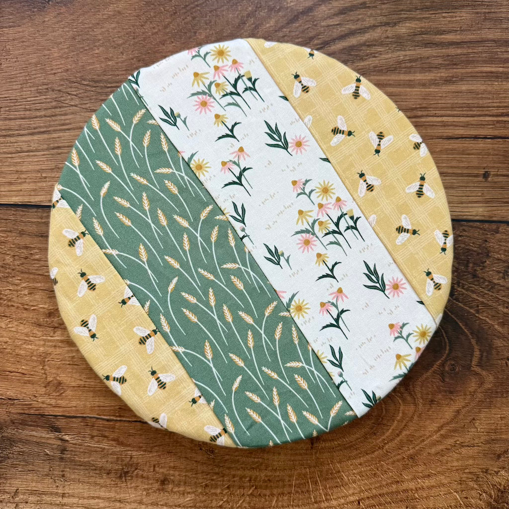 Handmade cotton bowl cover by Five Oaks Farm — reusable, plastic-free