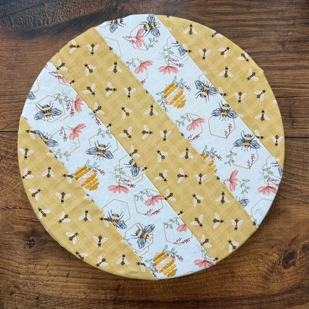 Handmade cotton bowl cover by Five Oaks Farm — reusable, plastic-free