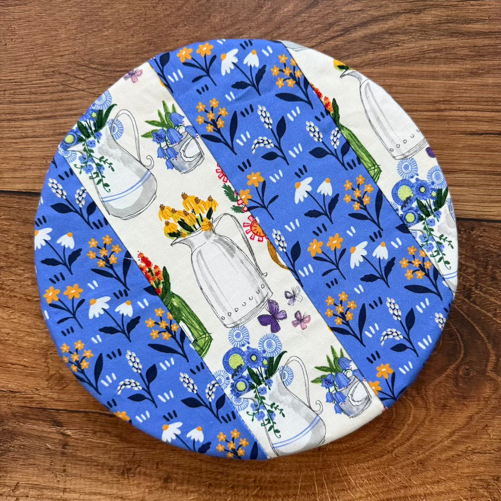 Handmade cotton bowl cover by Five Oaks Farm — reusable, plastic-free