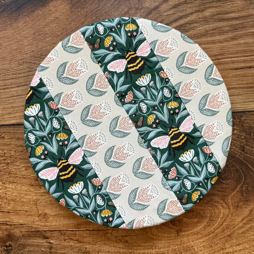 Handmade cotton bowl cover by Five Oaks Farm — reusable, plastic-free