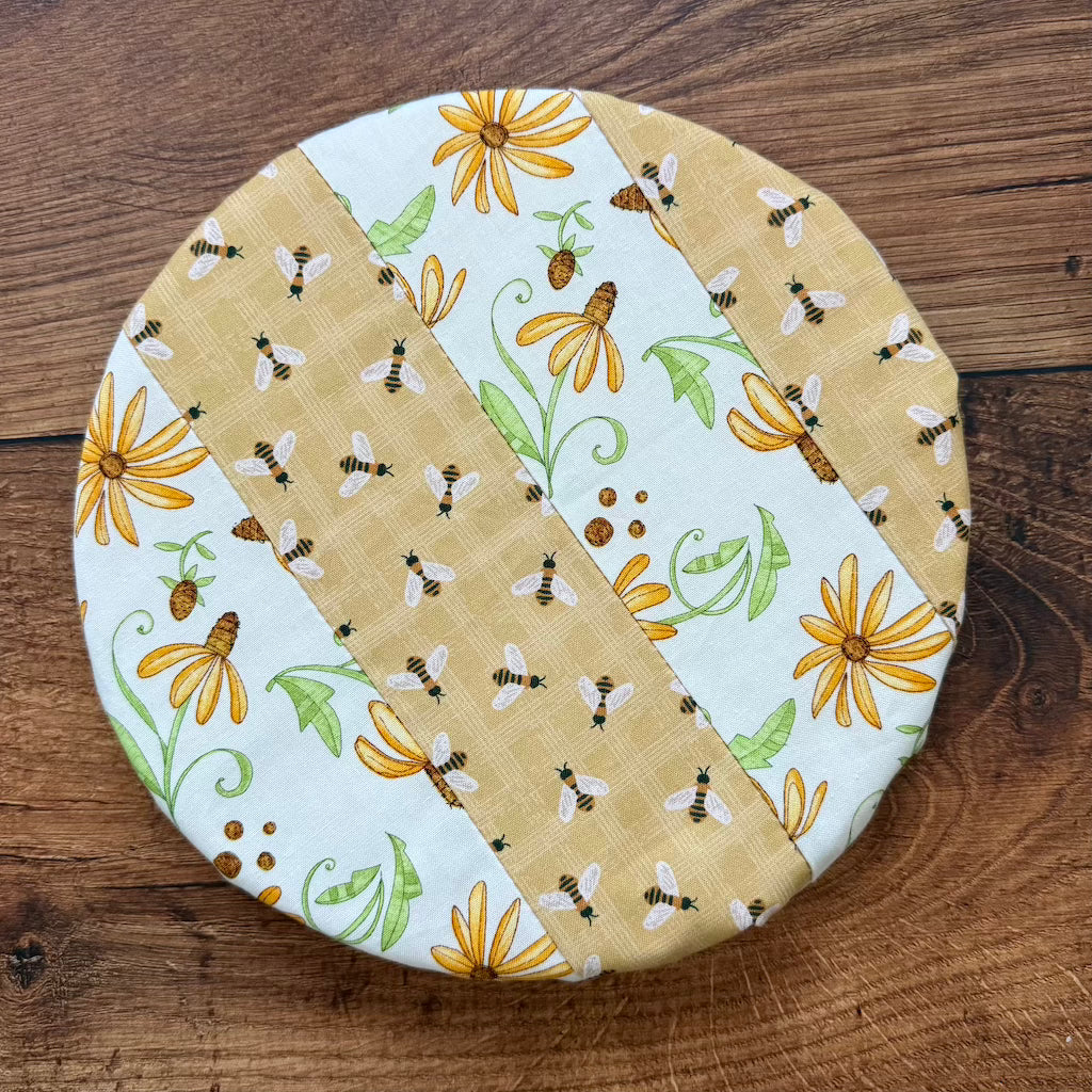 Handmade cotton bowl cover by Five Oaks Farm — reusable, plastic-free