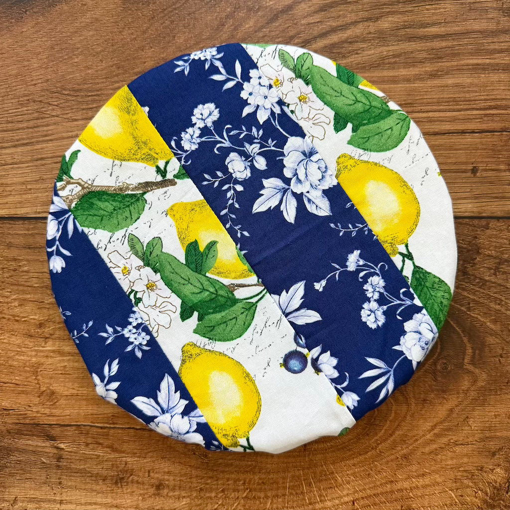 Handmade cotton bowl cover by Five Oaks Farm — reusable, plastic-free
