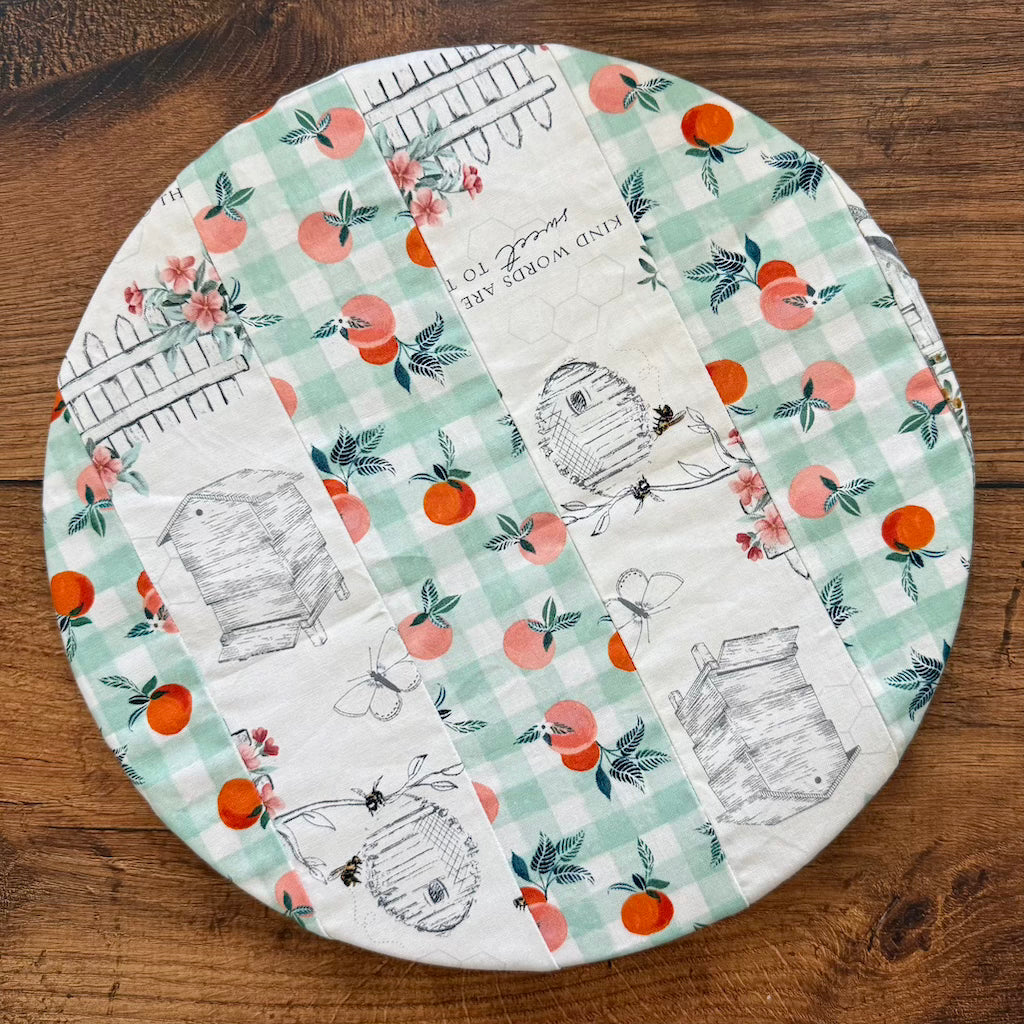 Handmade cotton bowl cover by Five Oaks Farm — reusable, plastic-free