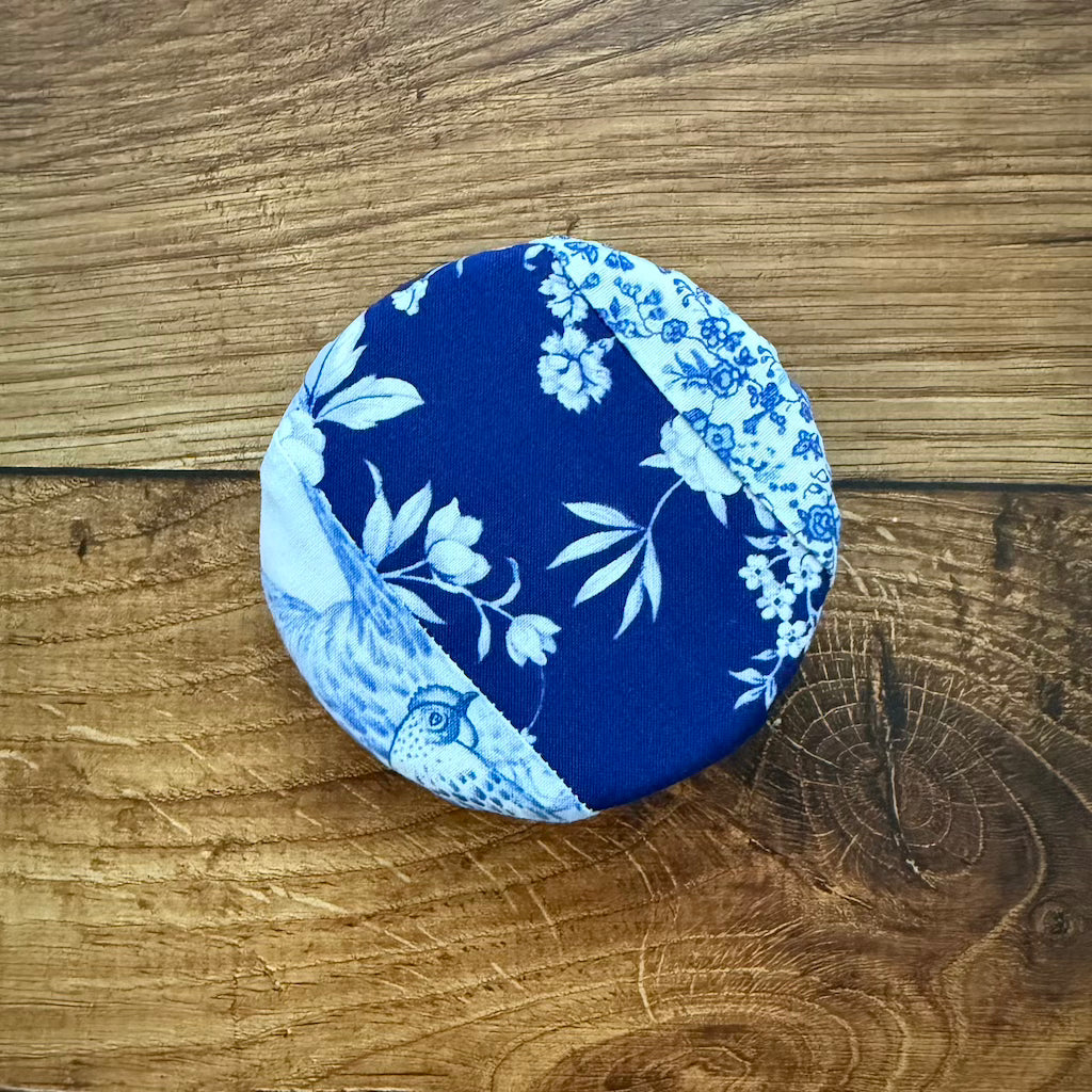 Cotton jar cover fitted over a jar — reusable, plastic-free, Five Oaks Farm