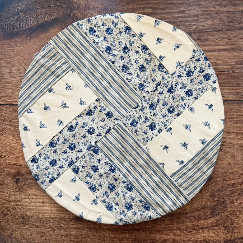 Large cotton bowl cover over a serving bowl — plastic-free, Five Oaks Farm
