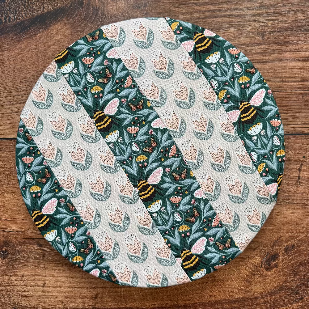 Handmade cotton bowl cover by Five Oaks Farm — reusable, plastic-free