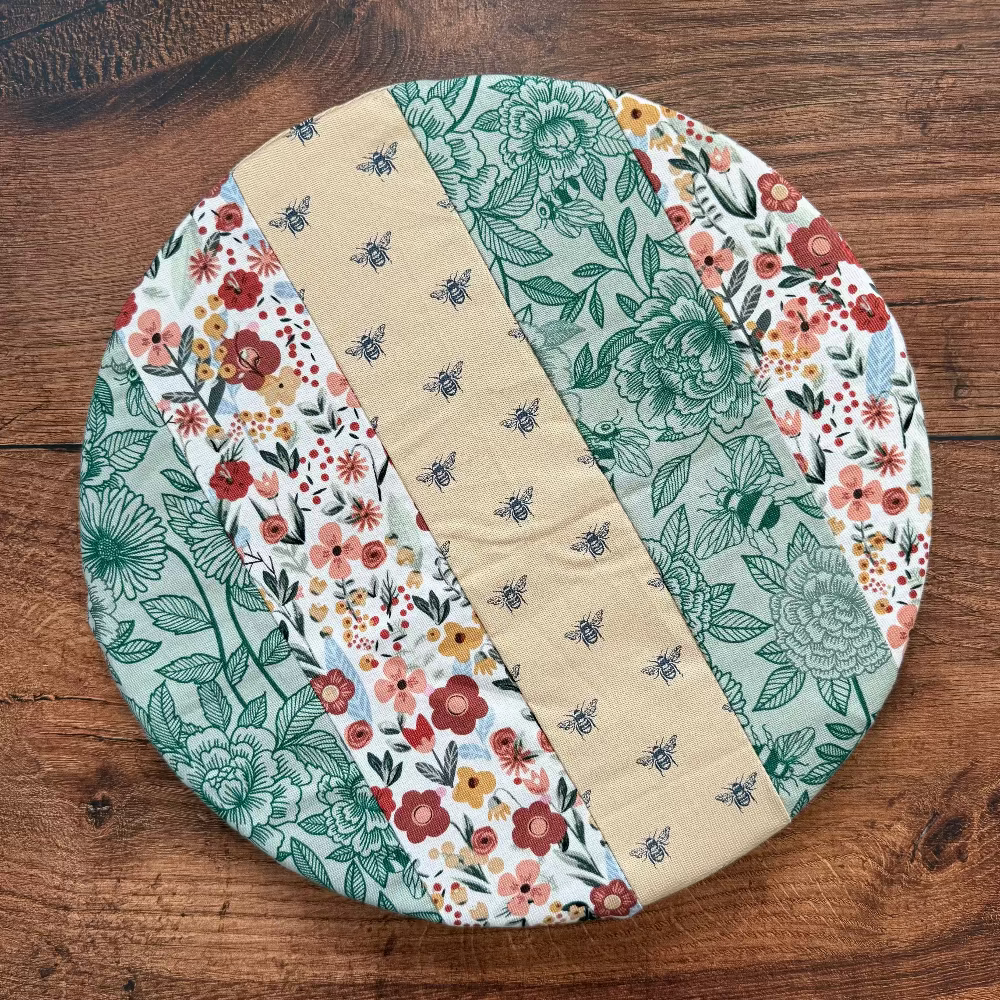Handmade cotton bowl cover by Five Oaks Farm — reusable, plastic-free