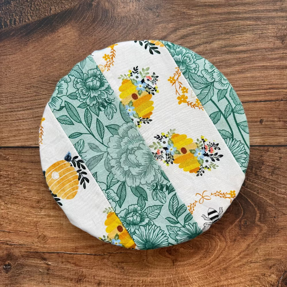 Cotton bowl cover over a mixing bowl — plastic-free, Five Oaks Farm