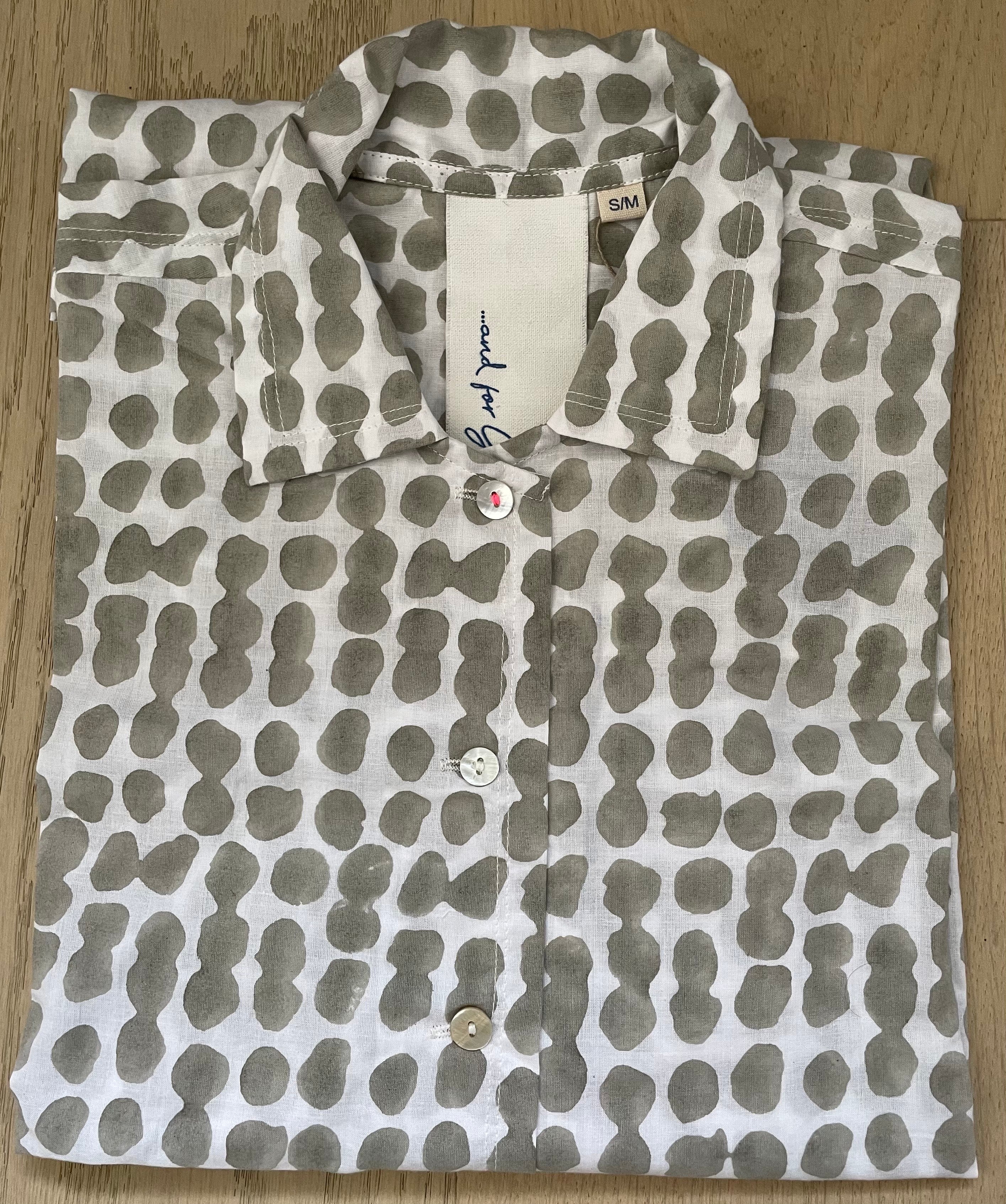Relaxed Boyfriend Shirt Messy Dot - Dove Grey