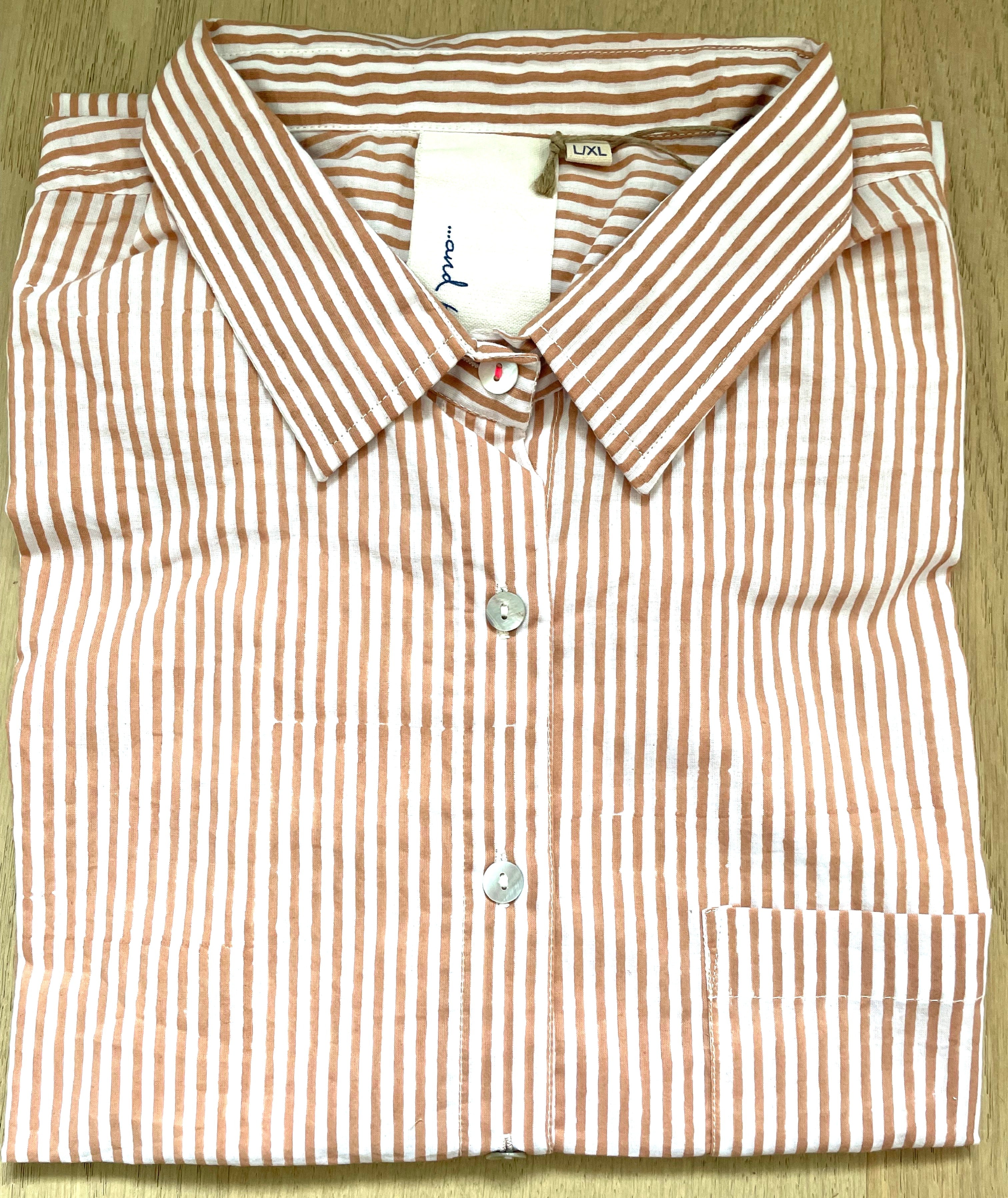 Good Boyfriend Shirt - Menswear Stripe Mocha