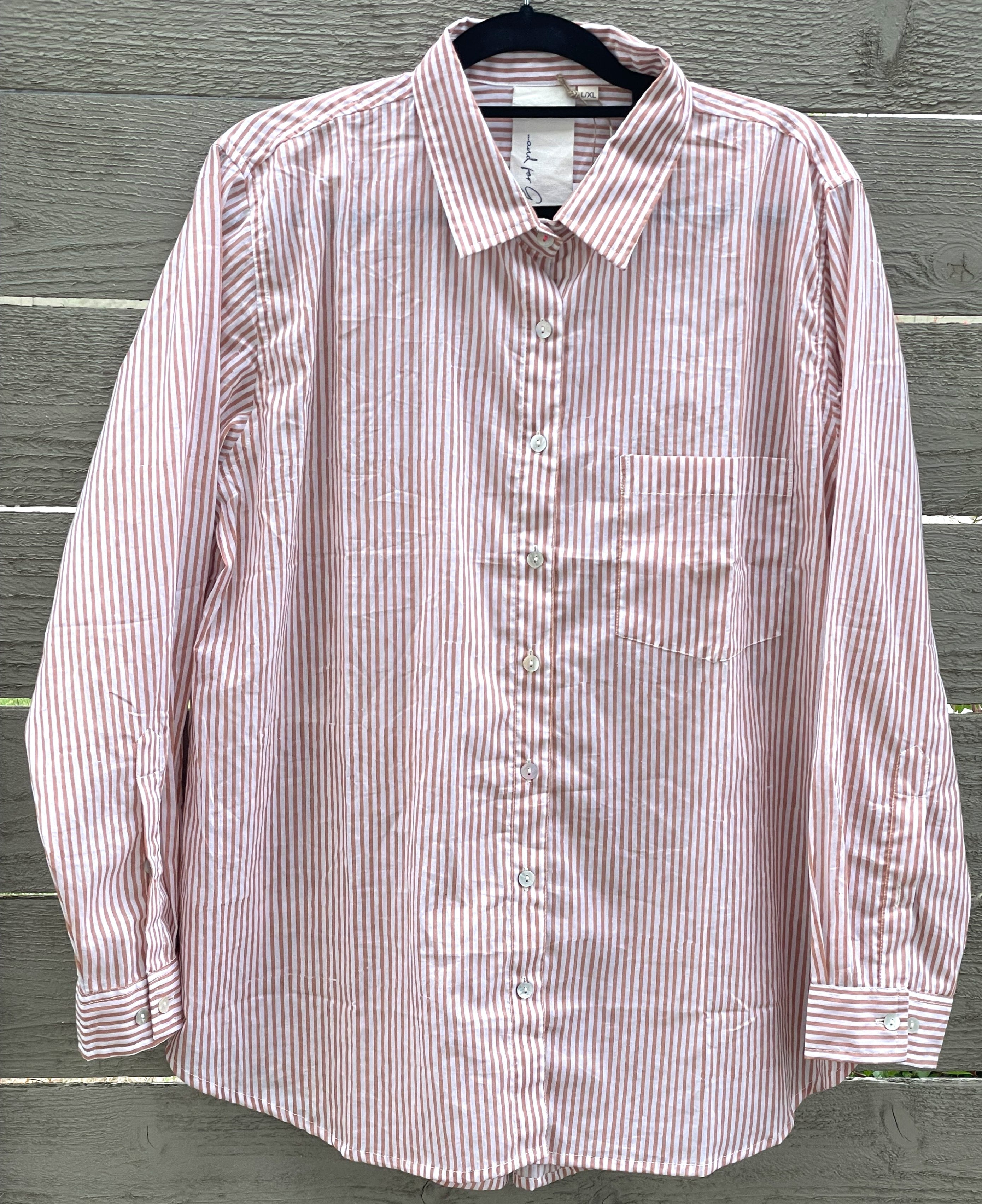 Good Boyfriend Shirt - Menswear Stripe Mocha