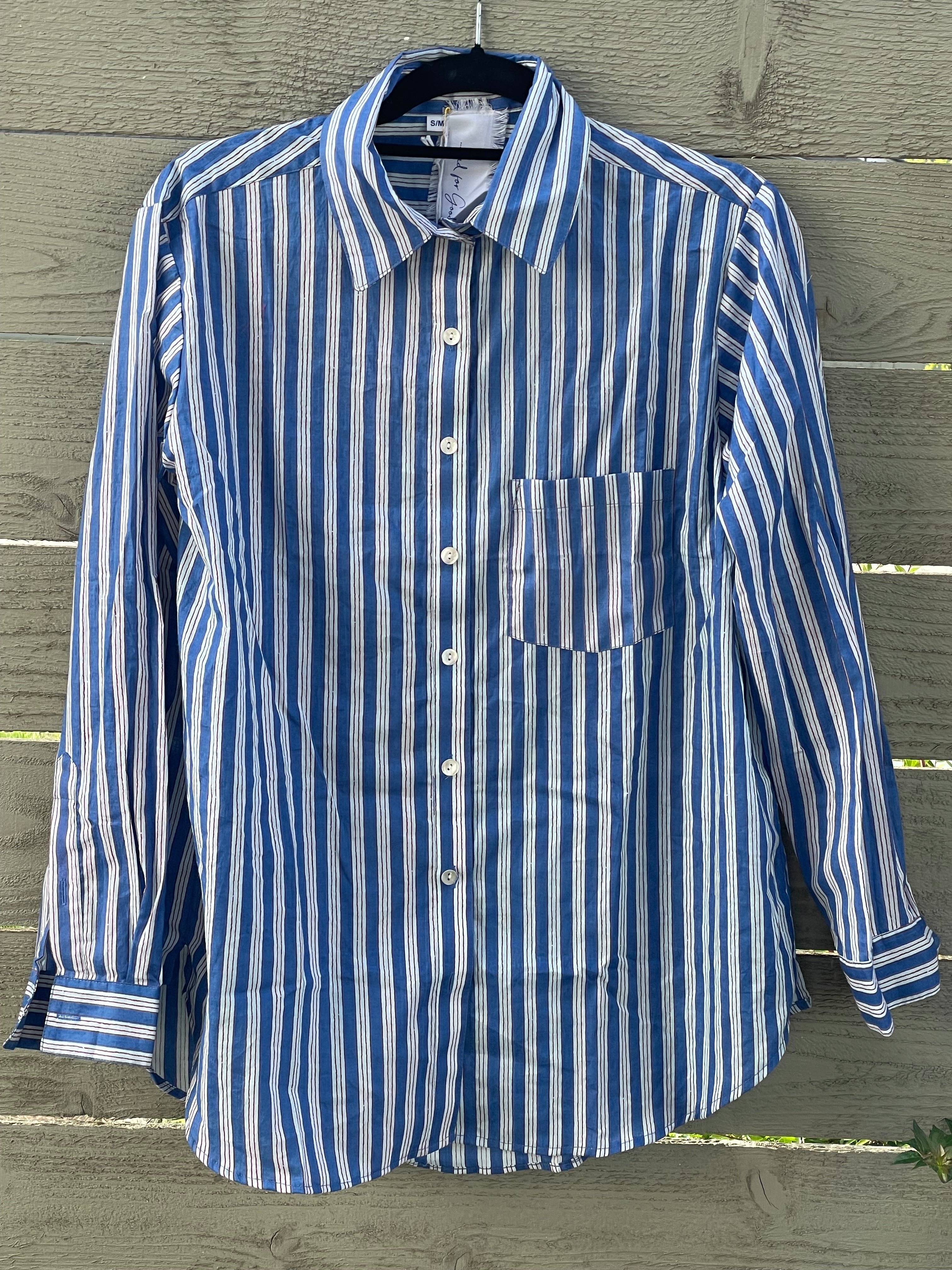 Good Boyfriend Shirt - Tuscan Stripe Blue