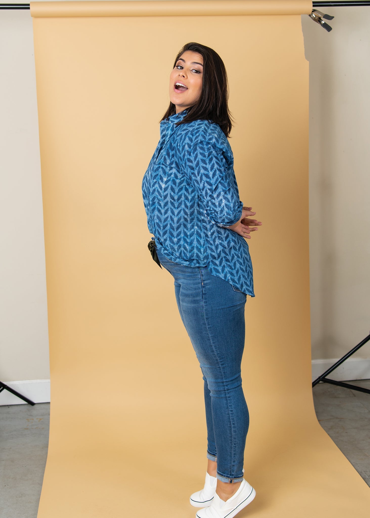 Good Boyfriend Shirt - Indigo Chevron