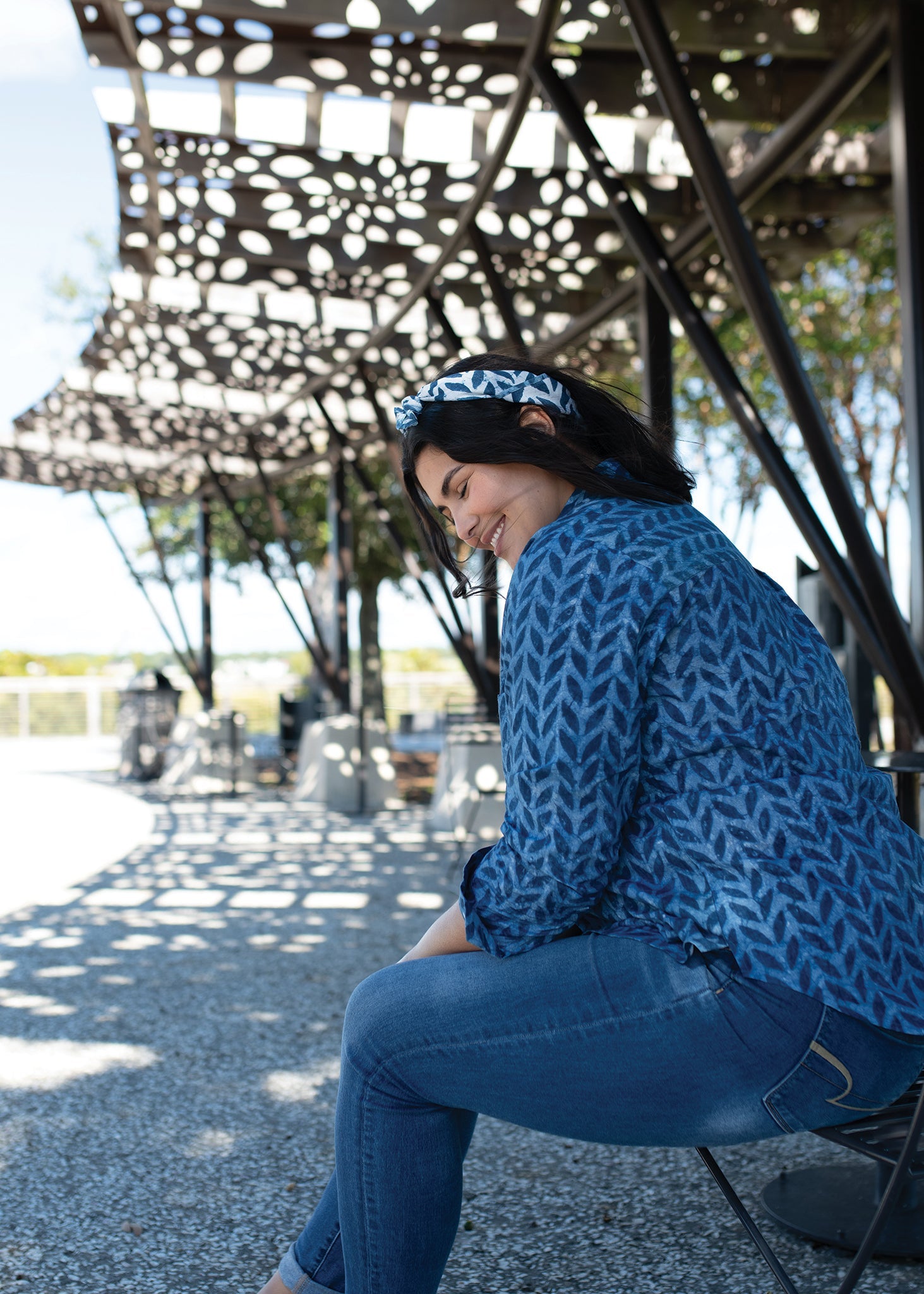 Good Boyfriend Shirt - Indigo Chevron