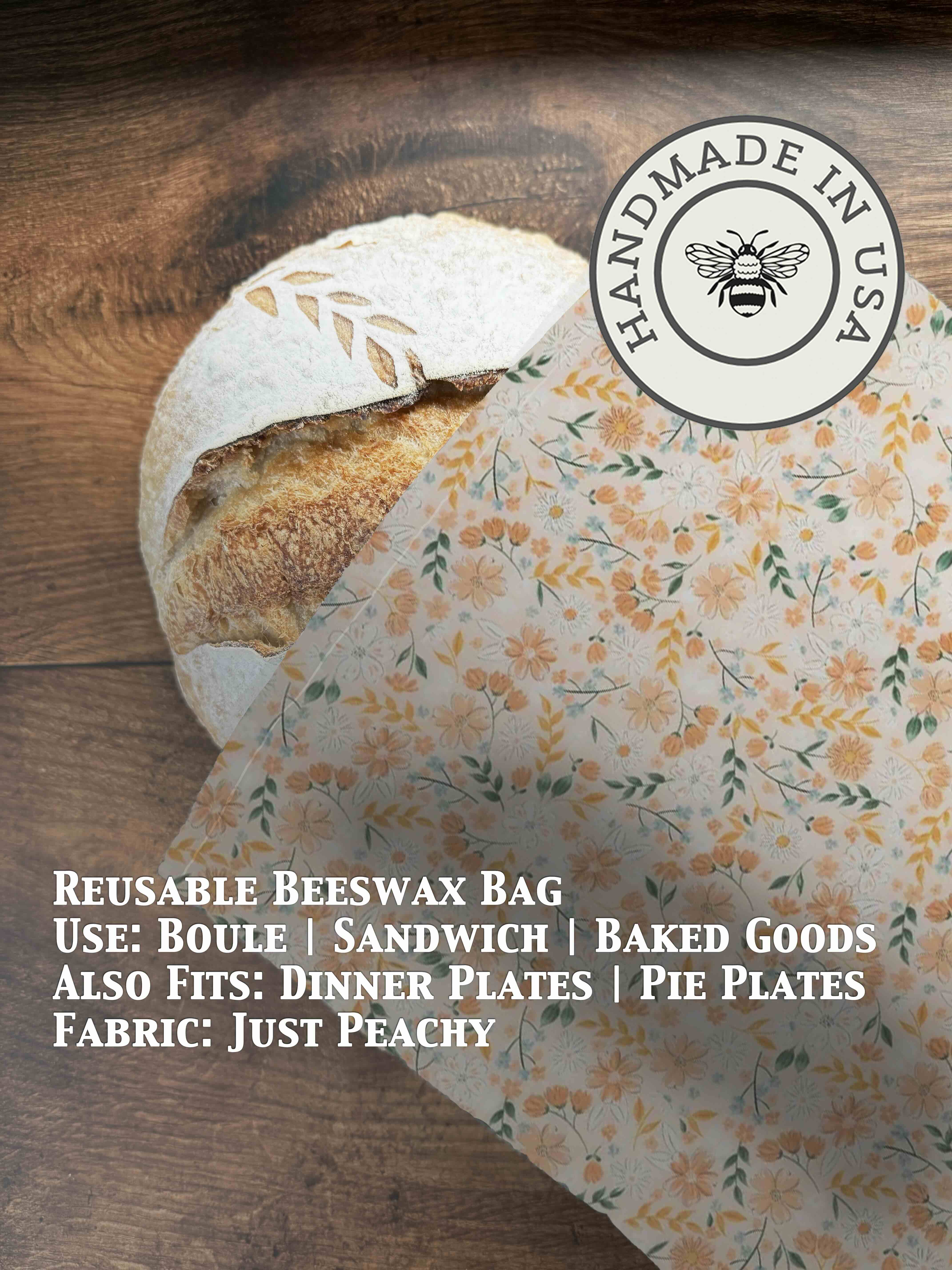 Beeswax bread bag in Just Peachy print — organic cotton, plastic-free