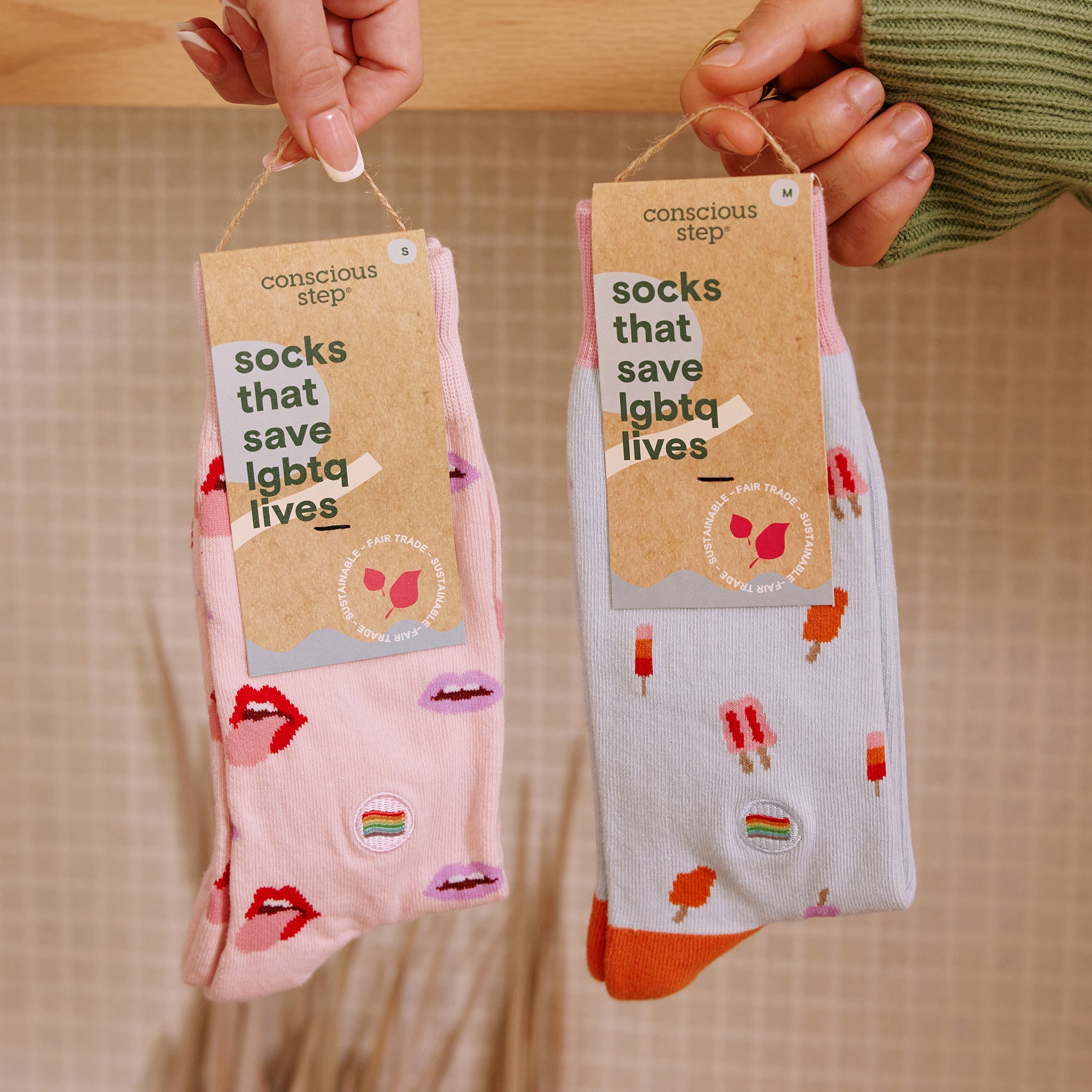 Close-up of lips sock pattern — Conscious Step