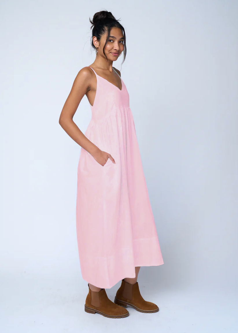 Hamptons Linen Dress - Tickled Pink
