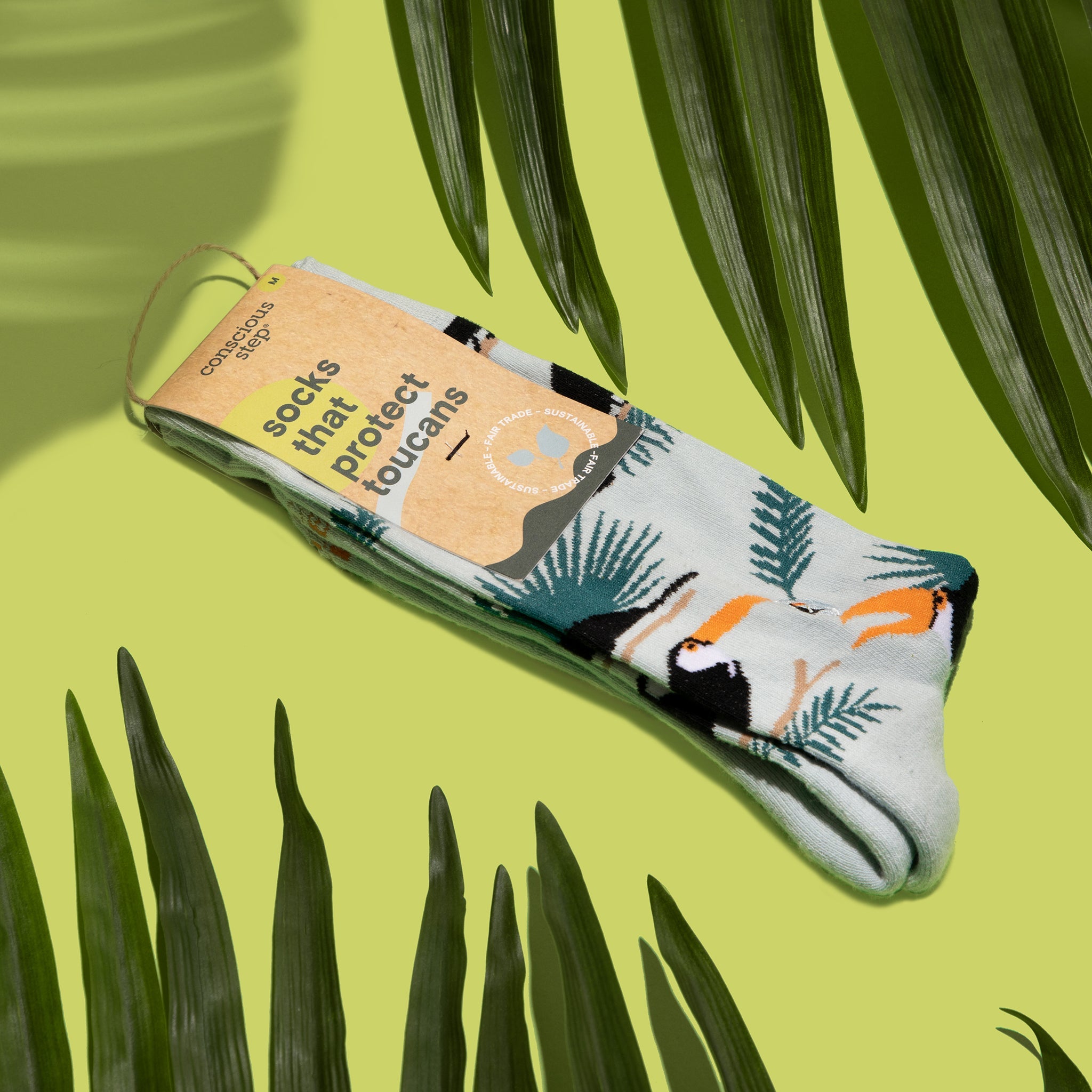Socks that Protect Toucans, pair — Conscious Step organic cotton